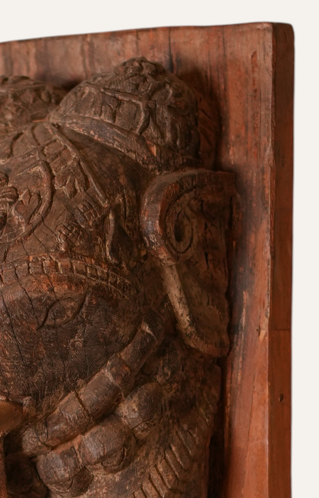 Antique Hand-Carved Wooden Ganesha Panel