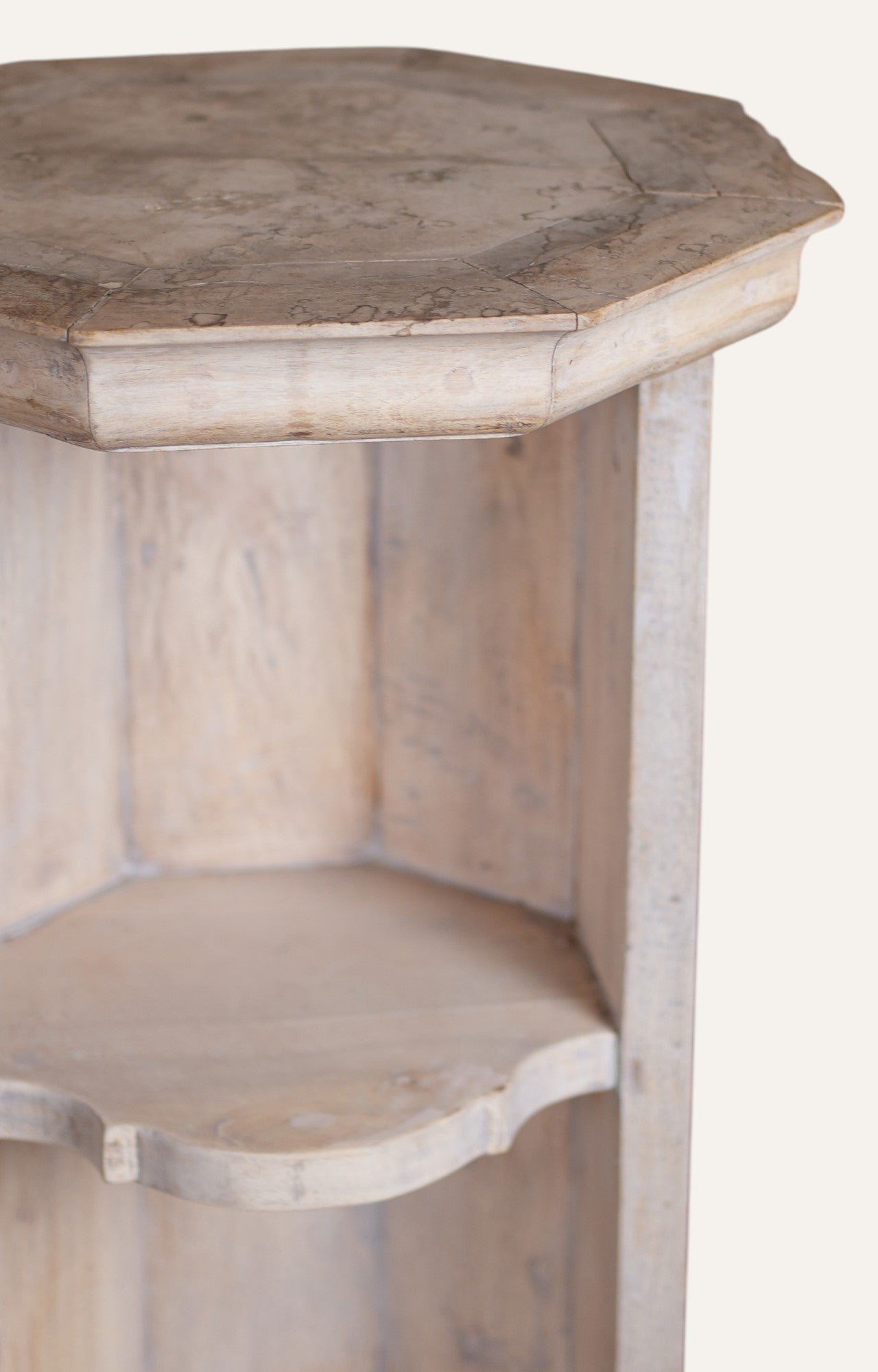 Wood Octagonal Stand With Storage