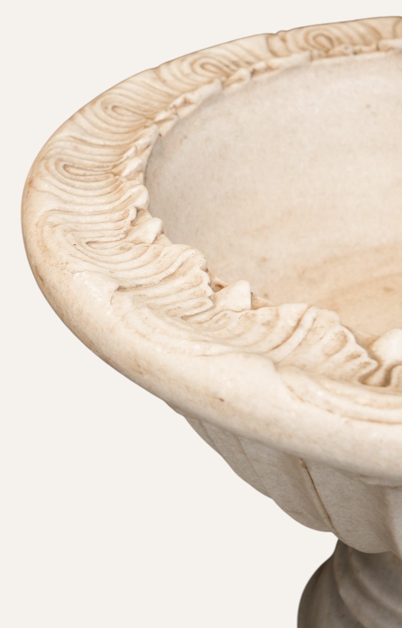 Hand-Carved Marble Pedestal Bowl