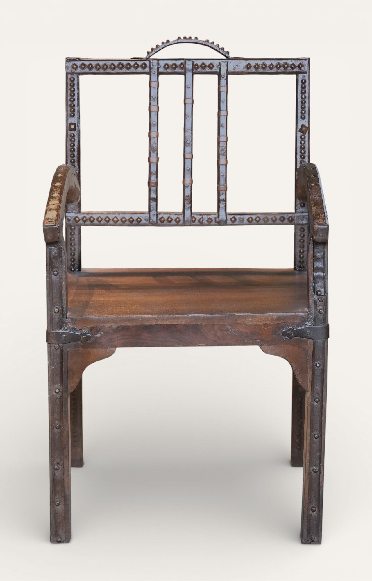 Handcrafted Vintage Wooden Armchair with Carved Detailing