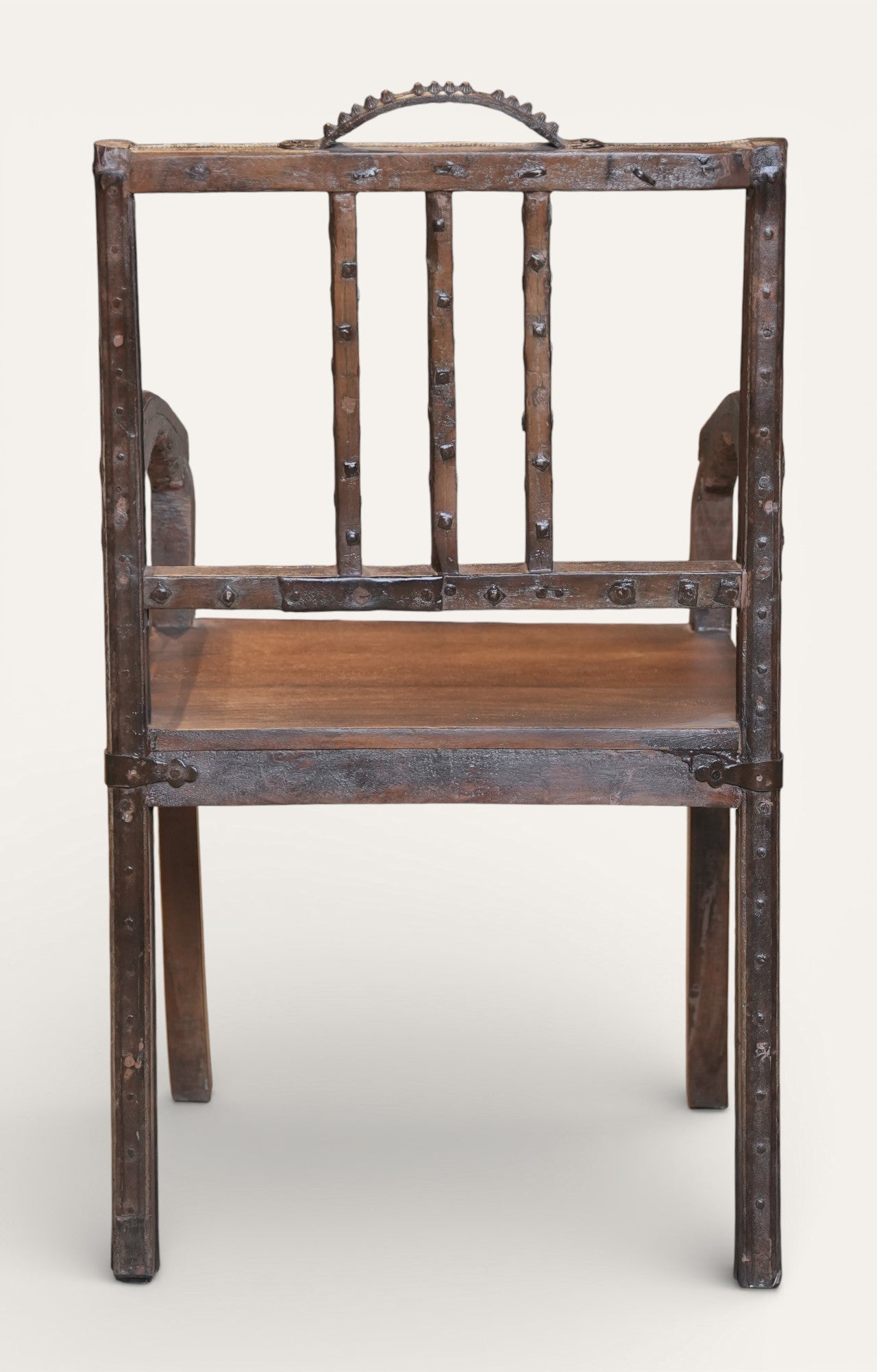 Handcrafted Vintage Wooden Armchair with Carved Detailing