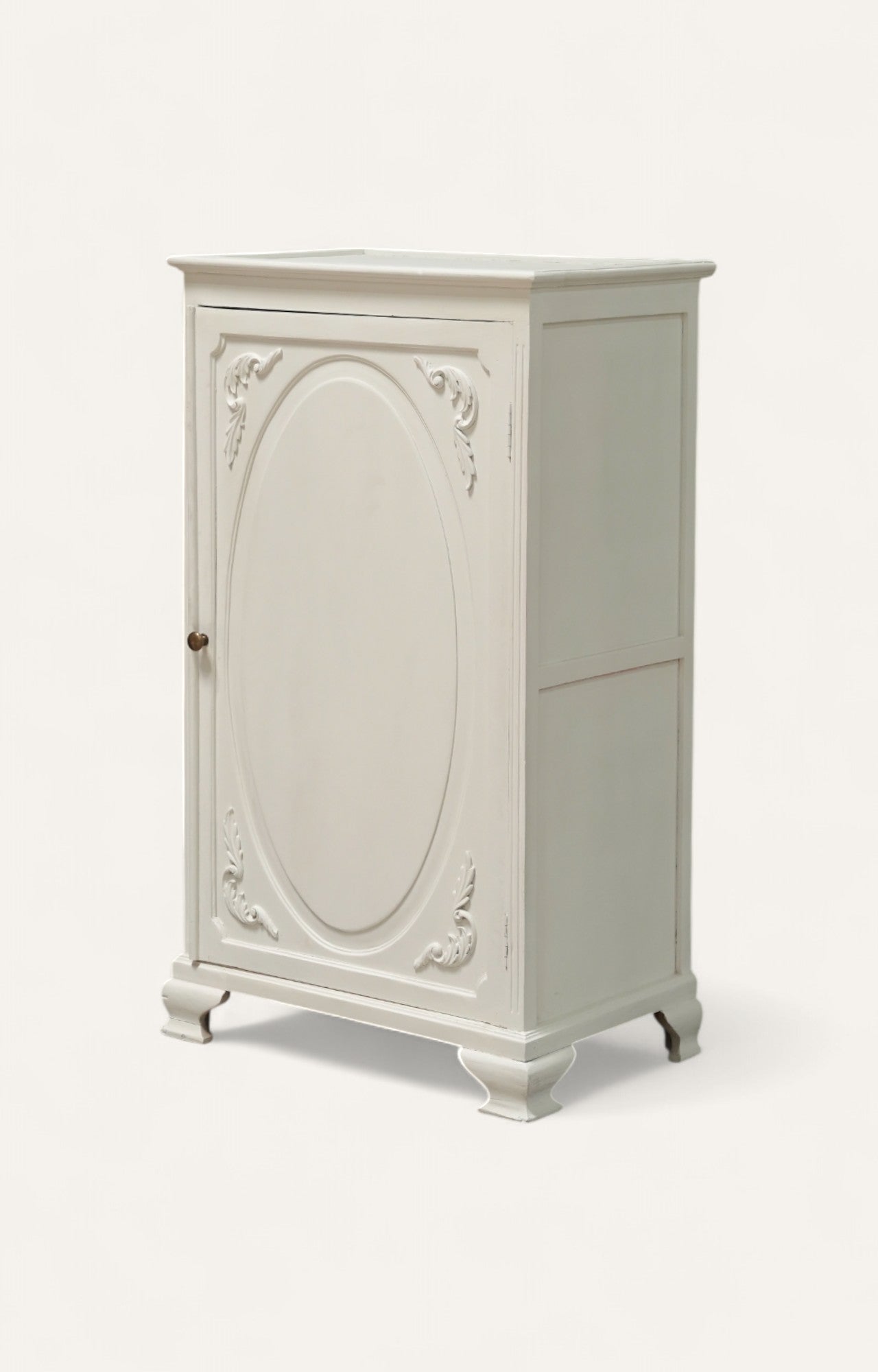 French-Style White Armoire in Wooden Cabinet