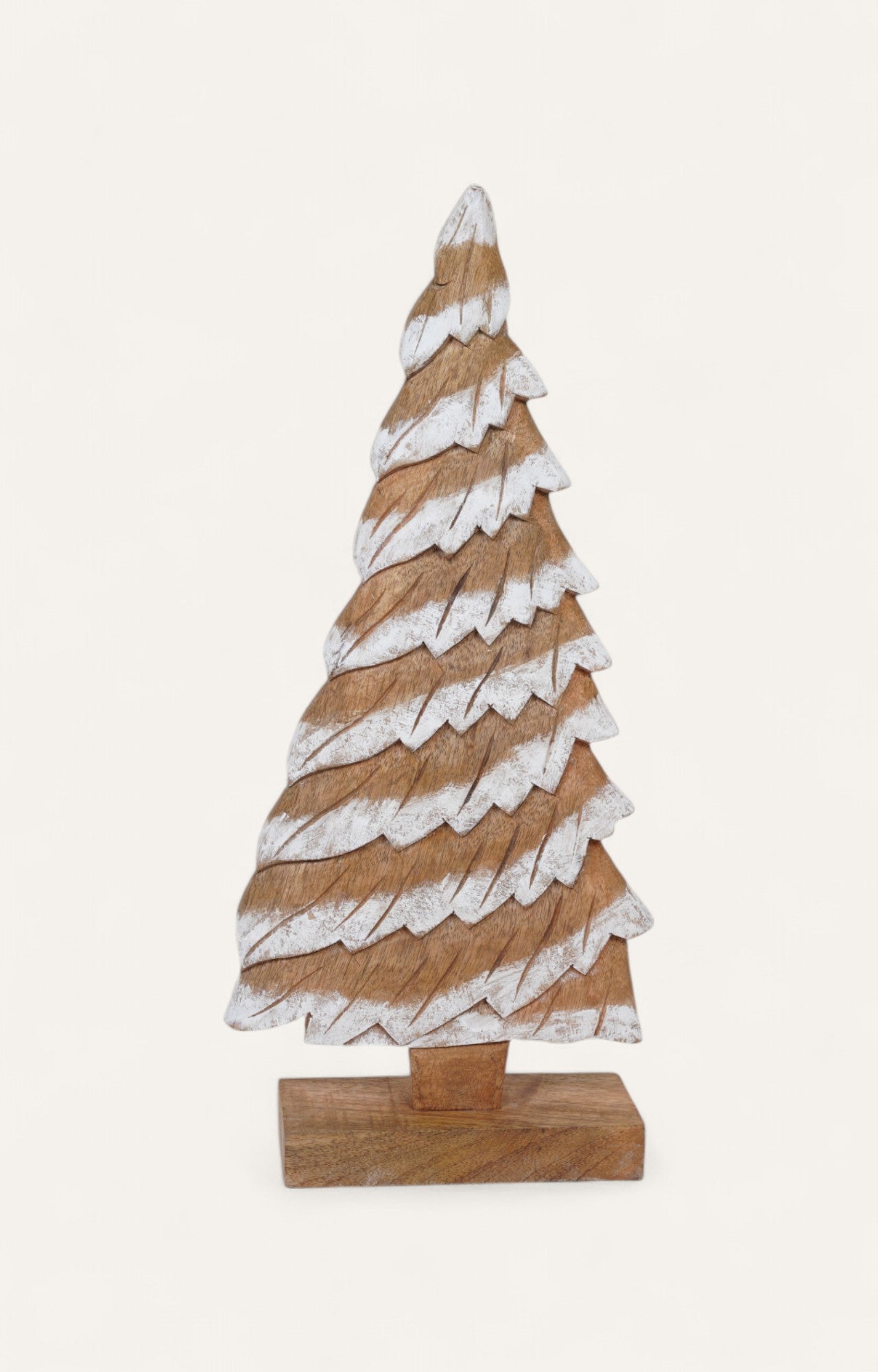 Snowy Wooden Christmas Tree Decoration