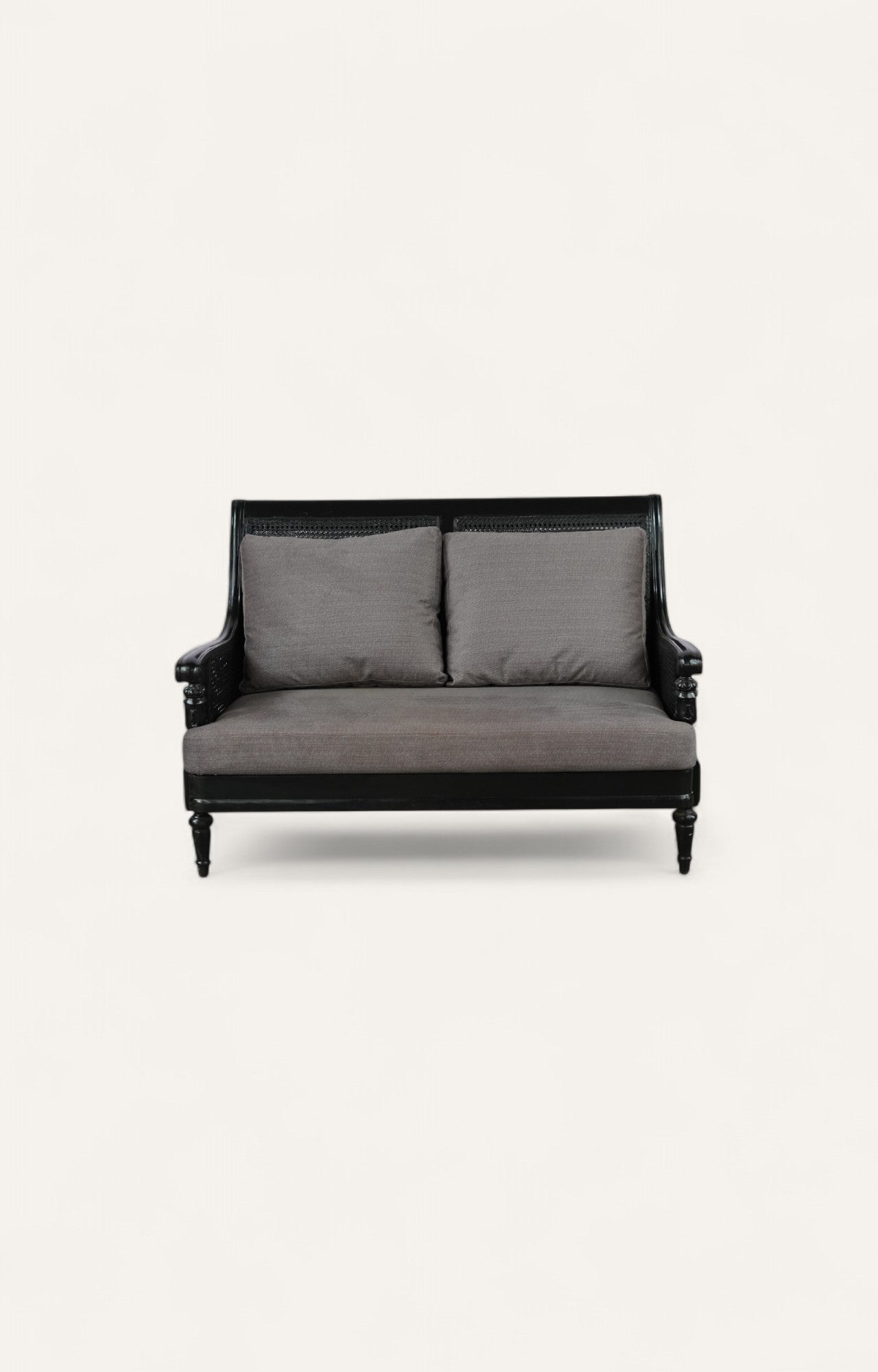 Colonial Settee Sofa with Charcoal Cushions