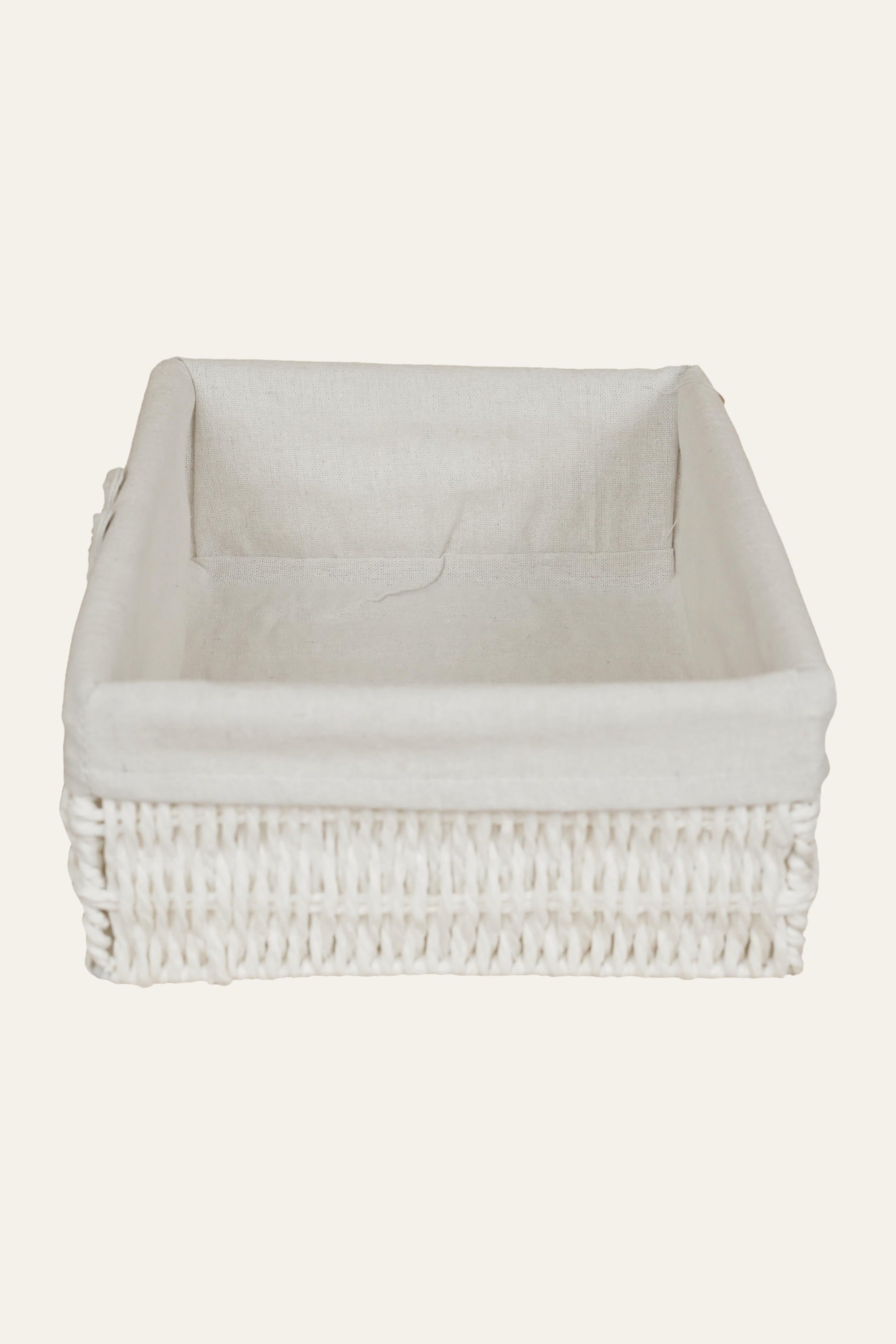 White Woven Trinket Basket - Medium