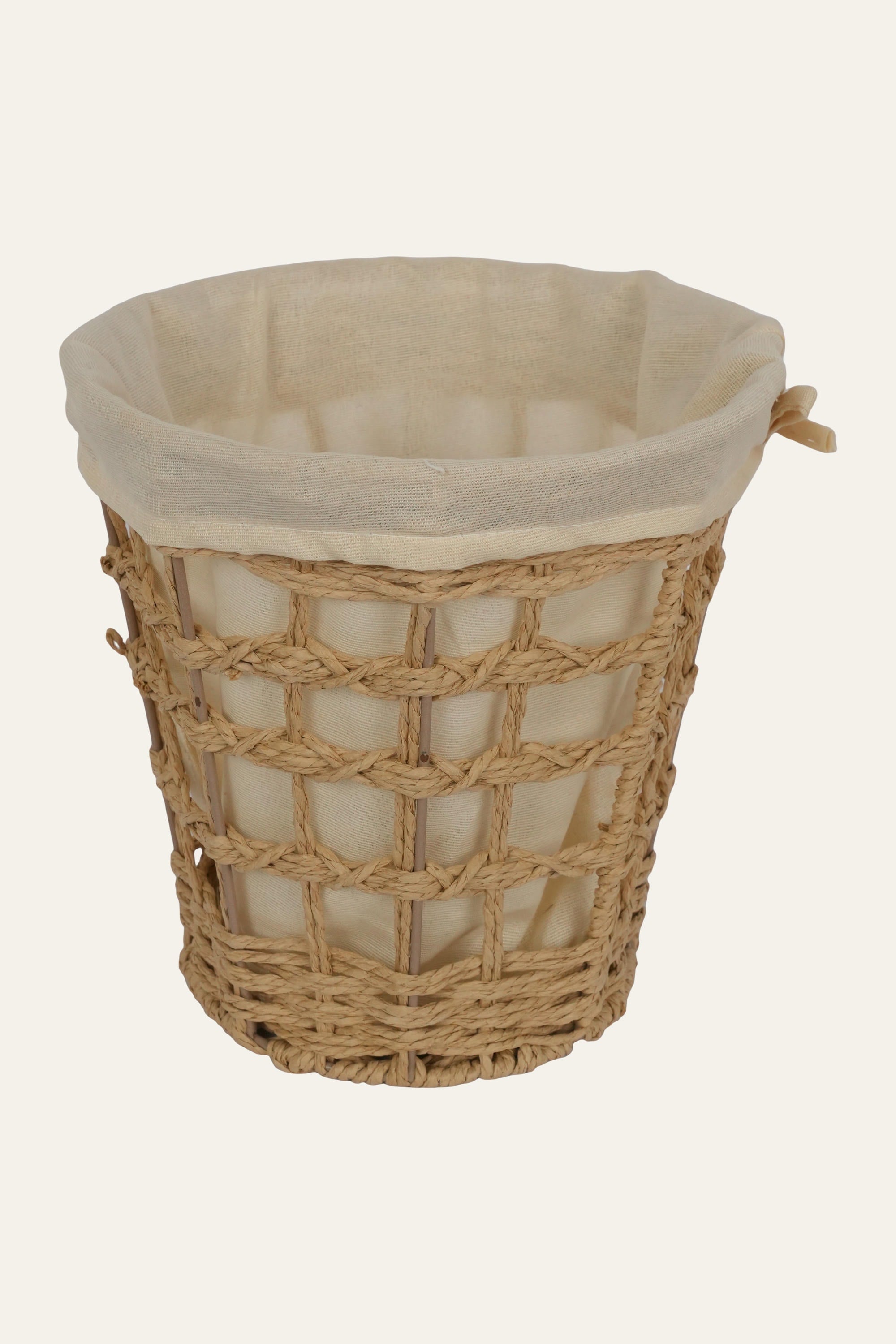 Woven Paper Storage Basket with Fabric Liner