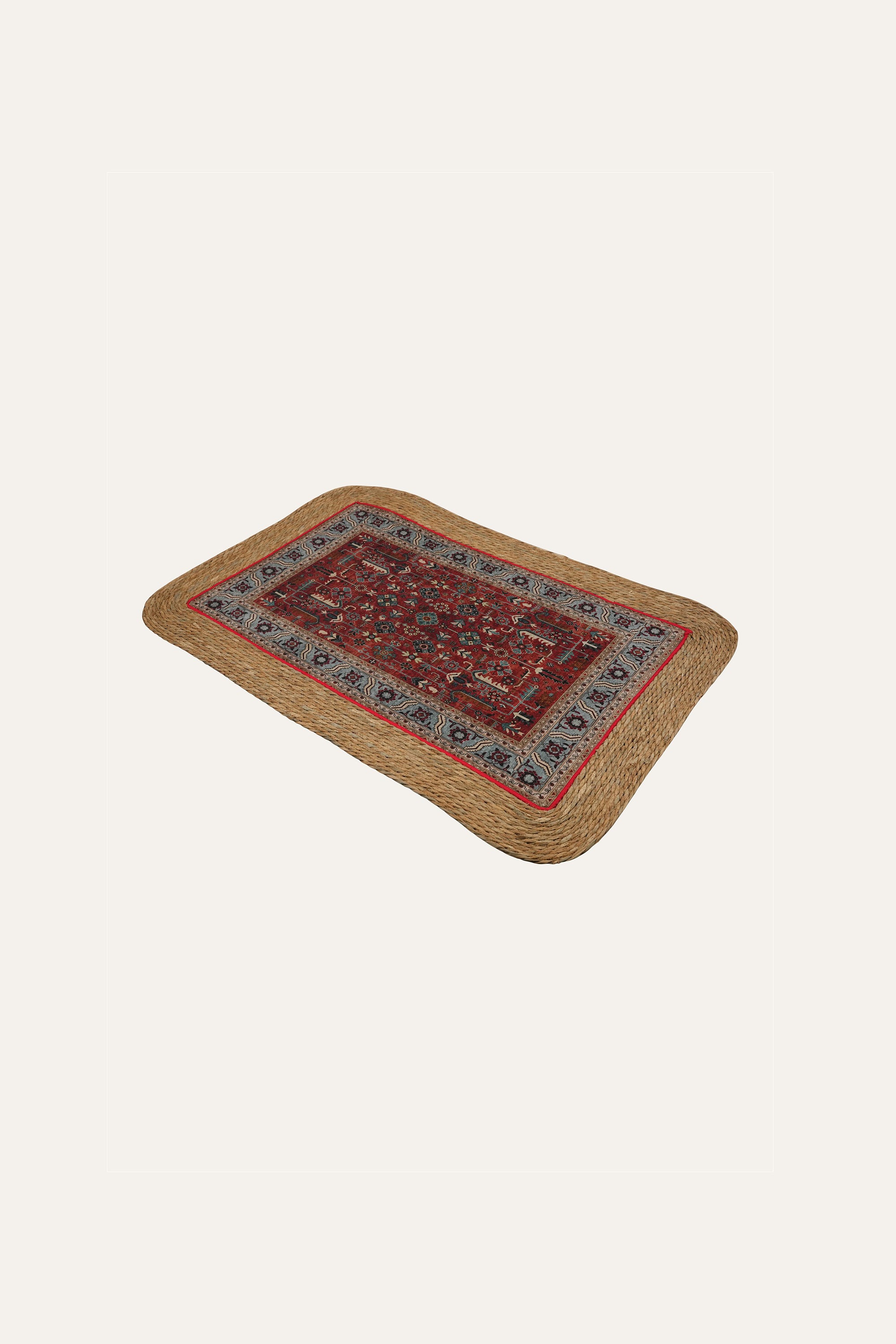 Handwoven Straw & Cotton Mat Small