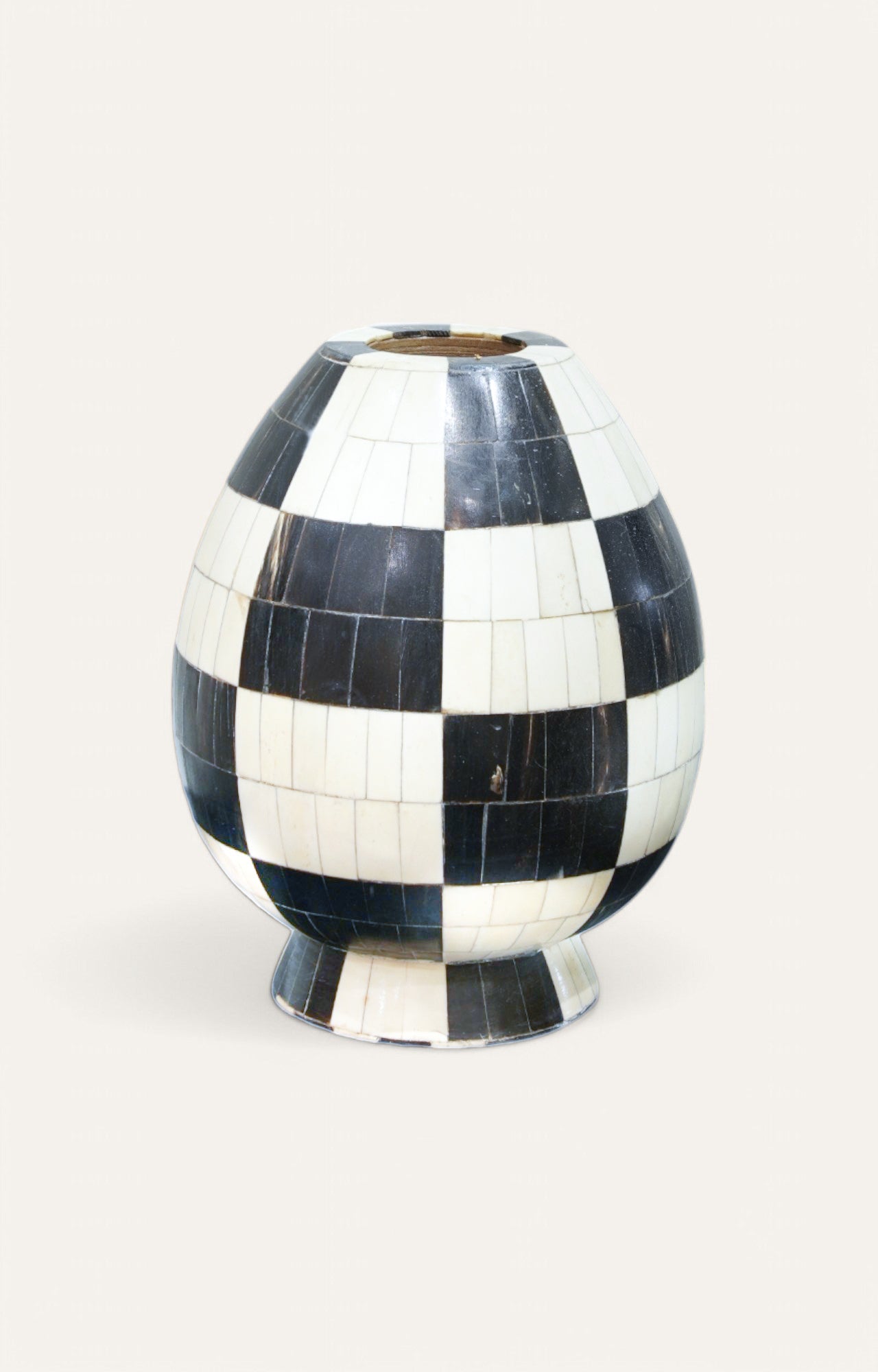 Checkered Black & White Bone Inlay Vase