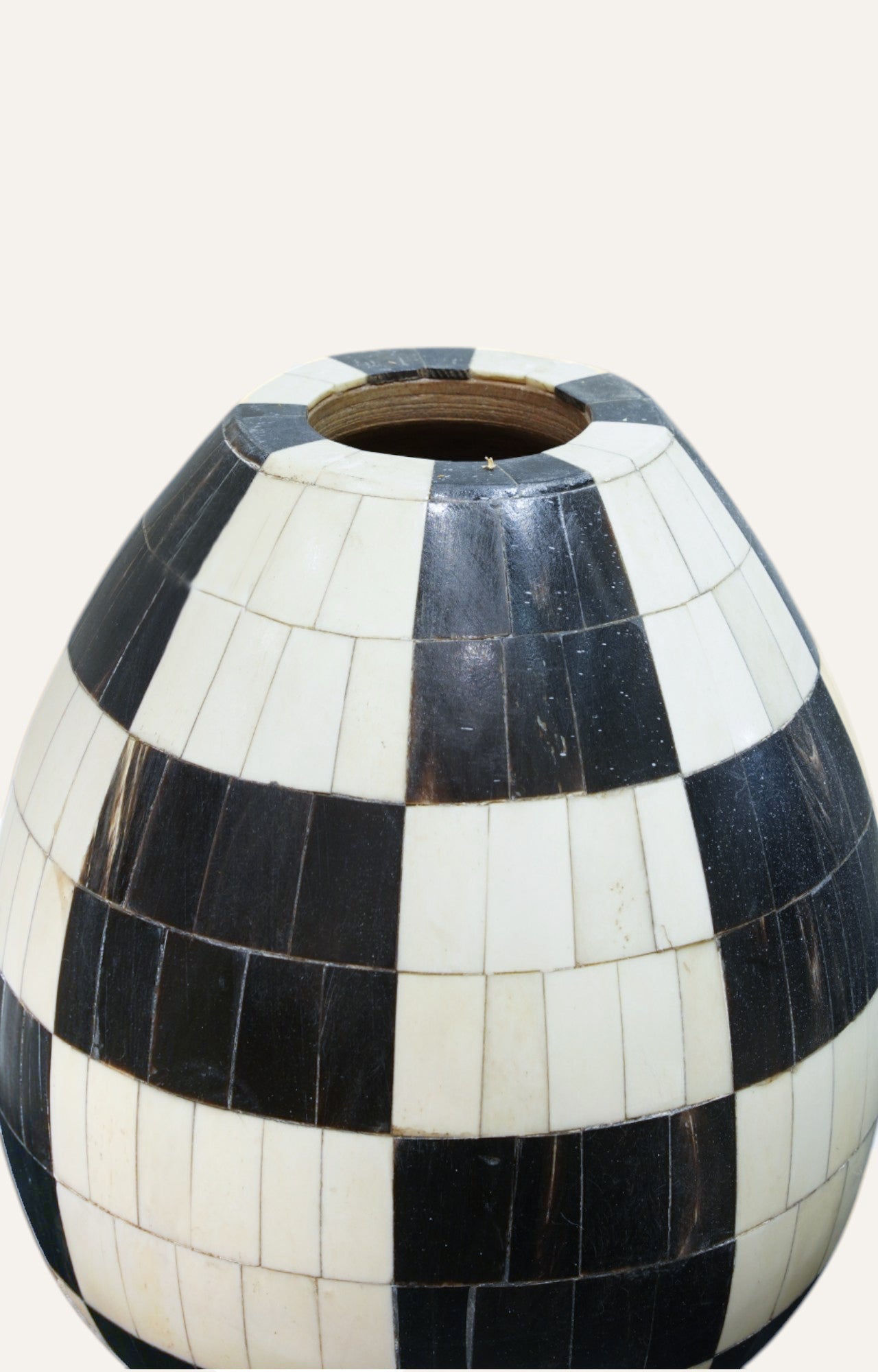 Checkered Black & White Bone Inlay Vase