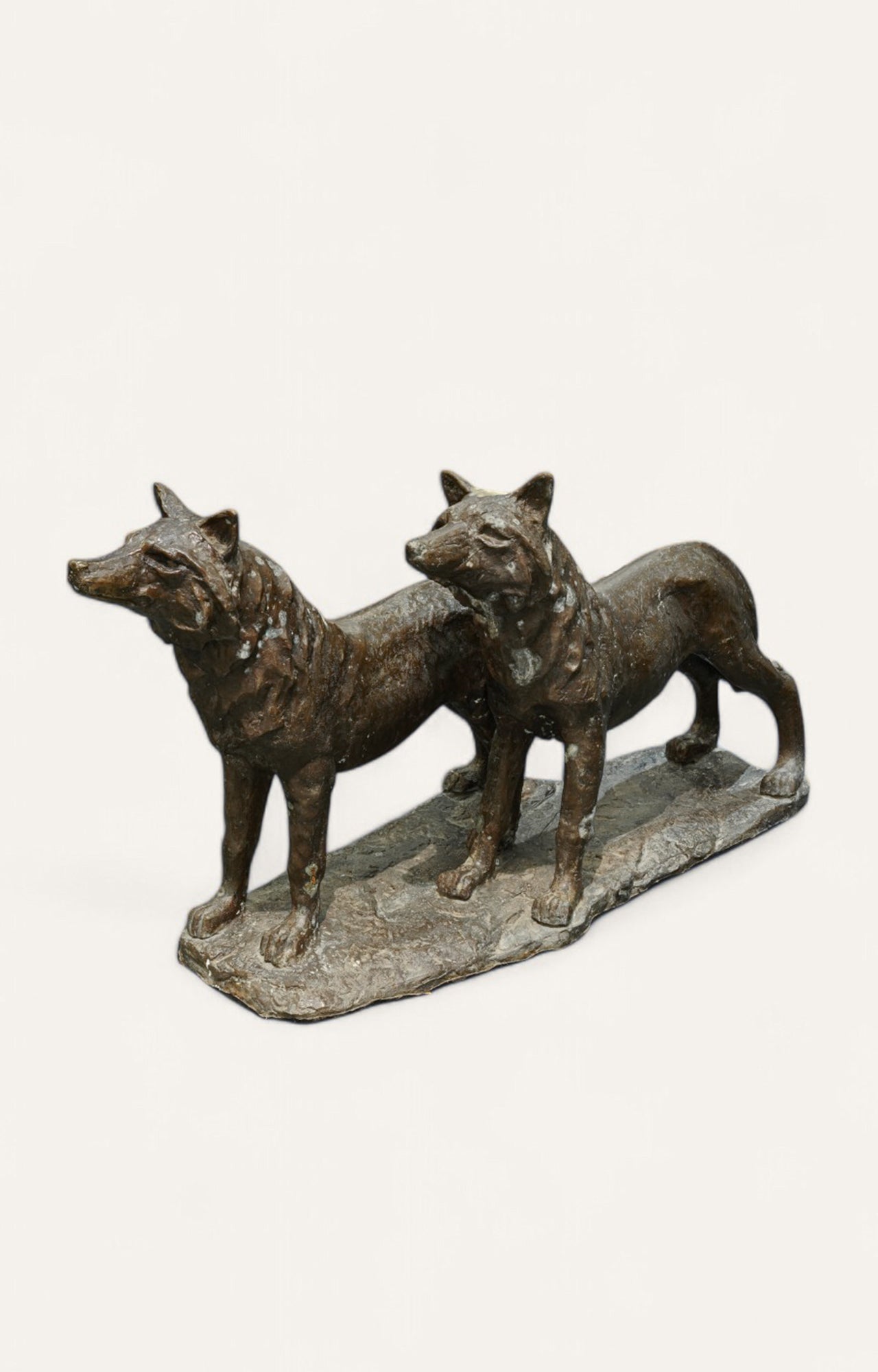 Pair of Shepherd Dogs Brass Sculpture Home Décor