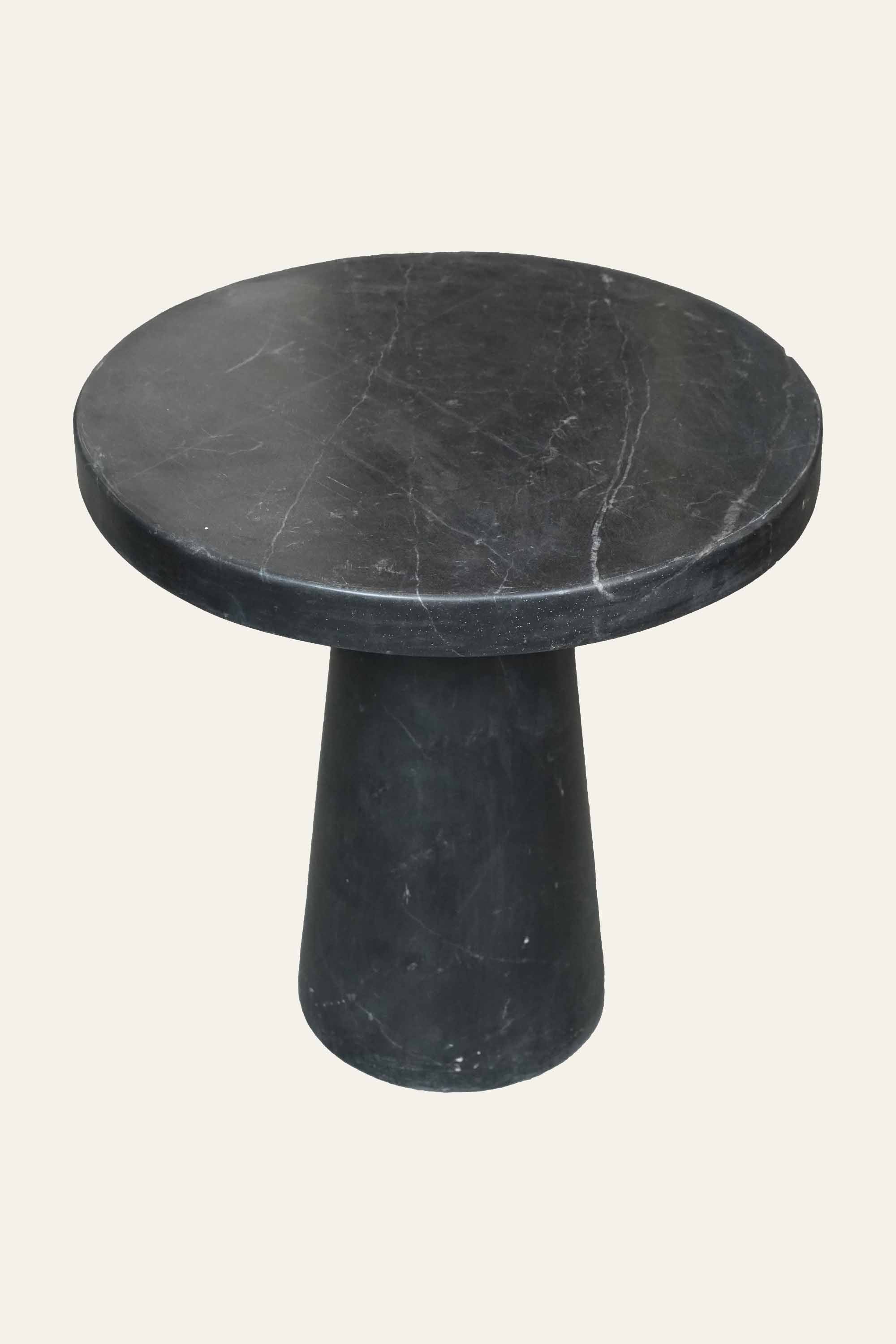 Black Marble Pedestal Side Table