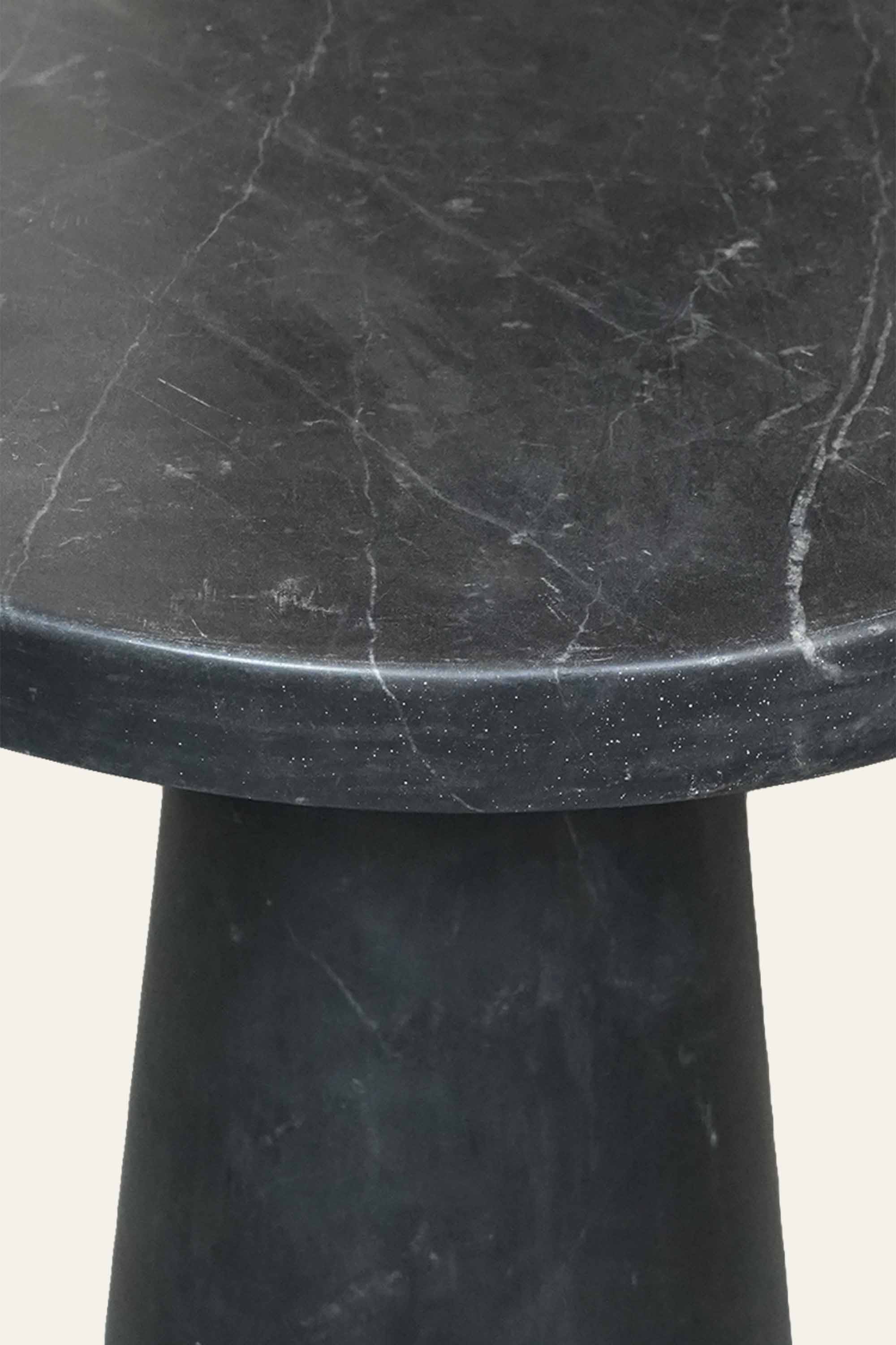 Black Marble Pedestal Side Table