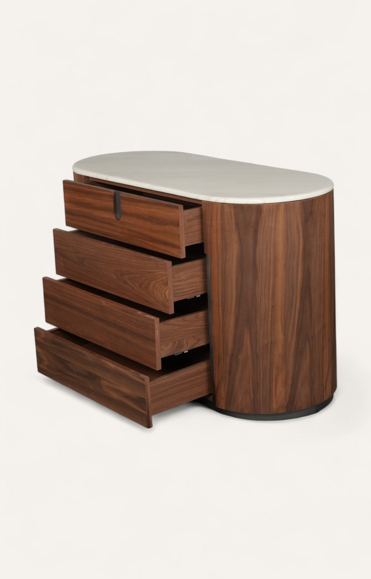 Oval Walnut Sideboard with Marble Top