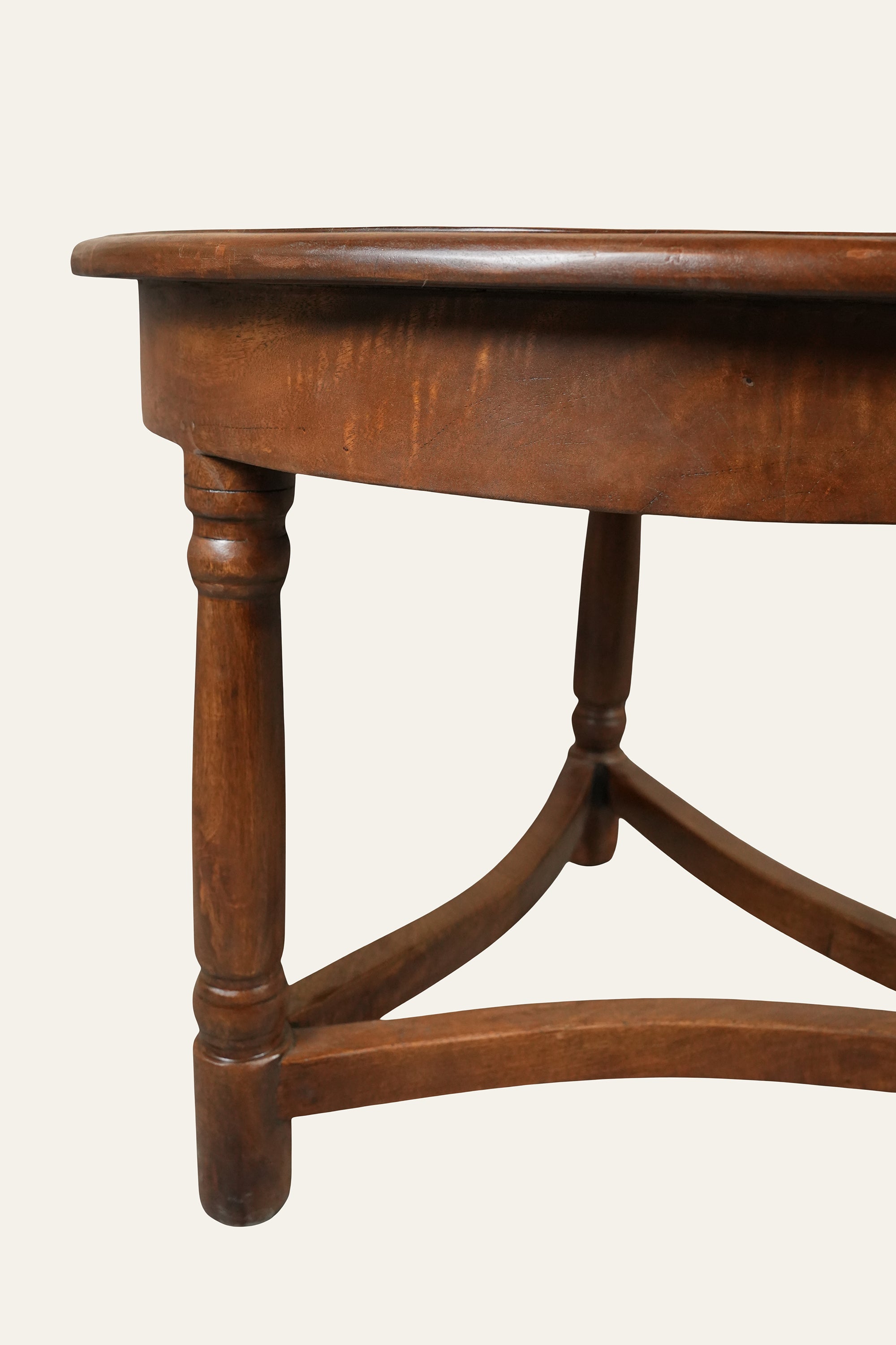 Round Wooden Cross Base Side Table