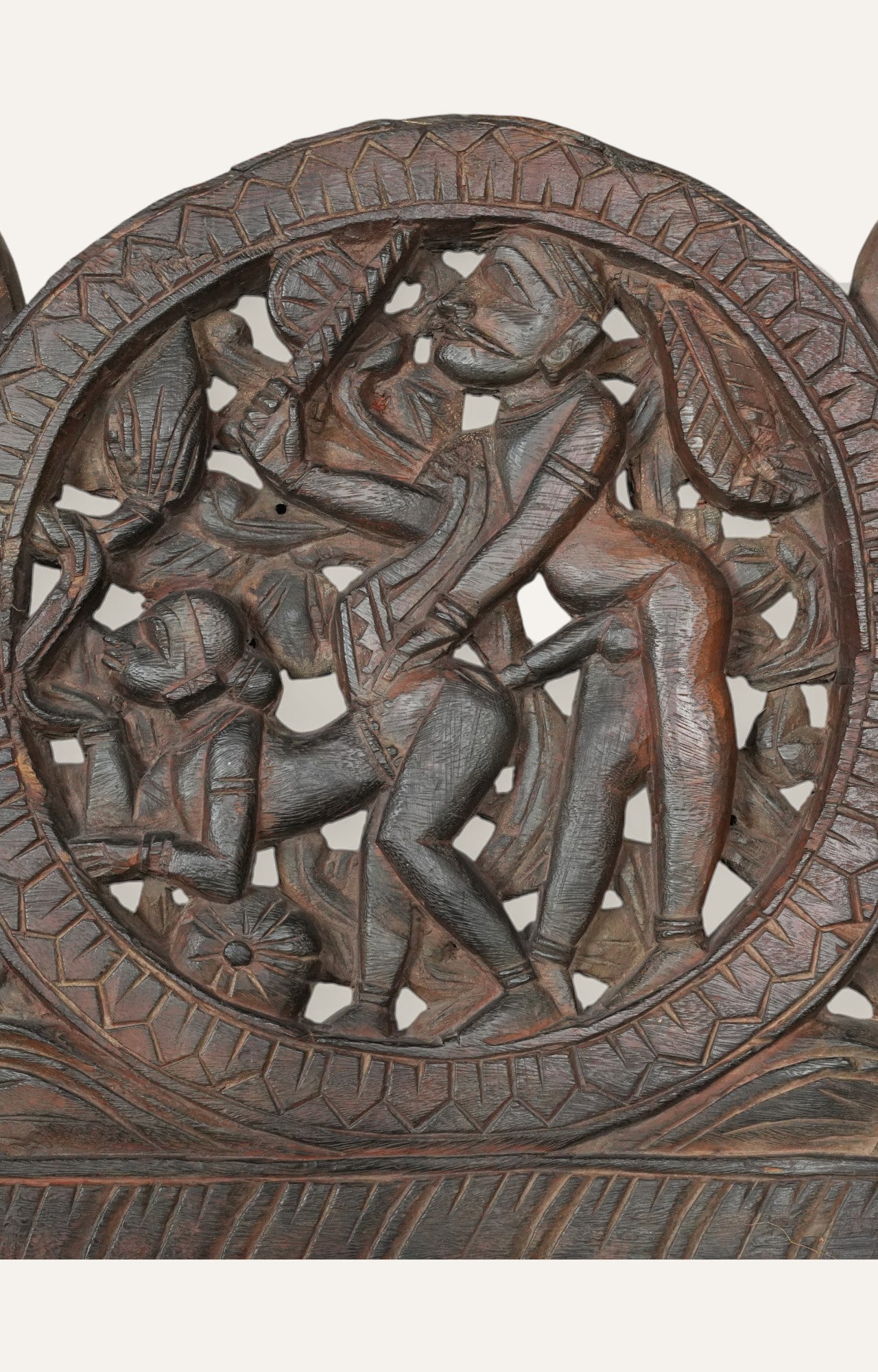 Hand-Carved Tribal Wooden Panel