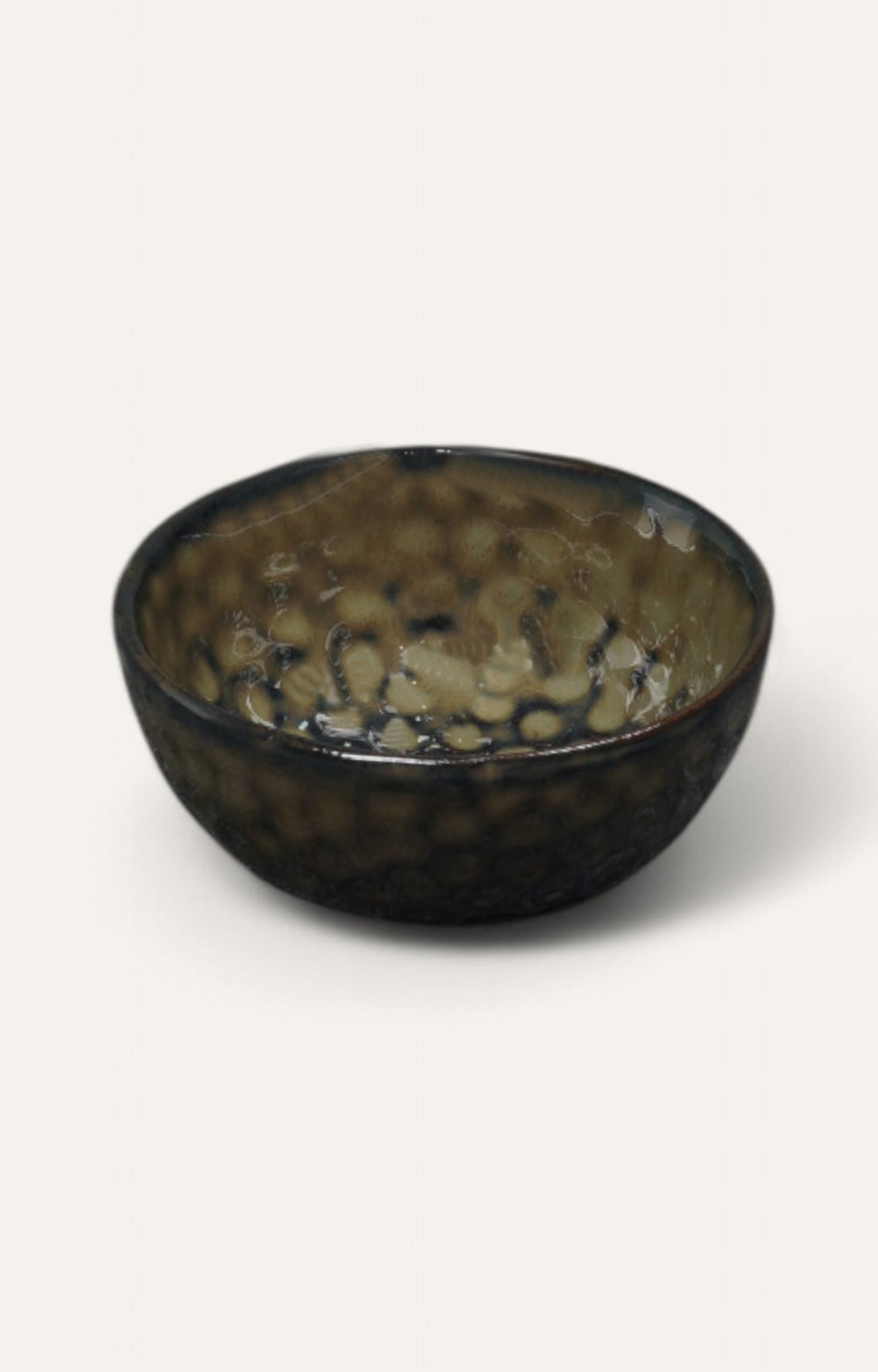 Pebble-Textured Ceramic Bowl in Midnight Glaze Finish