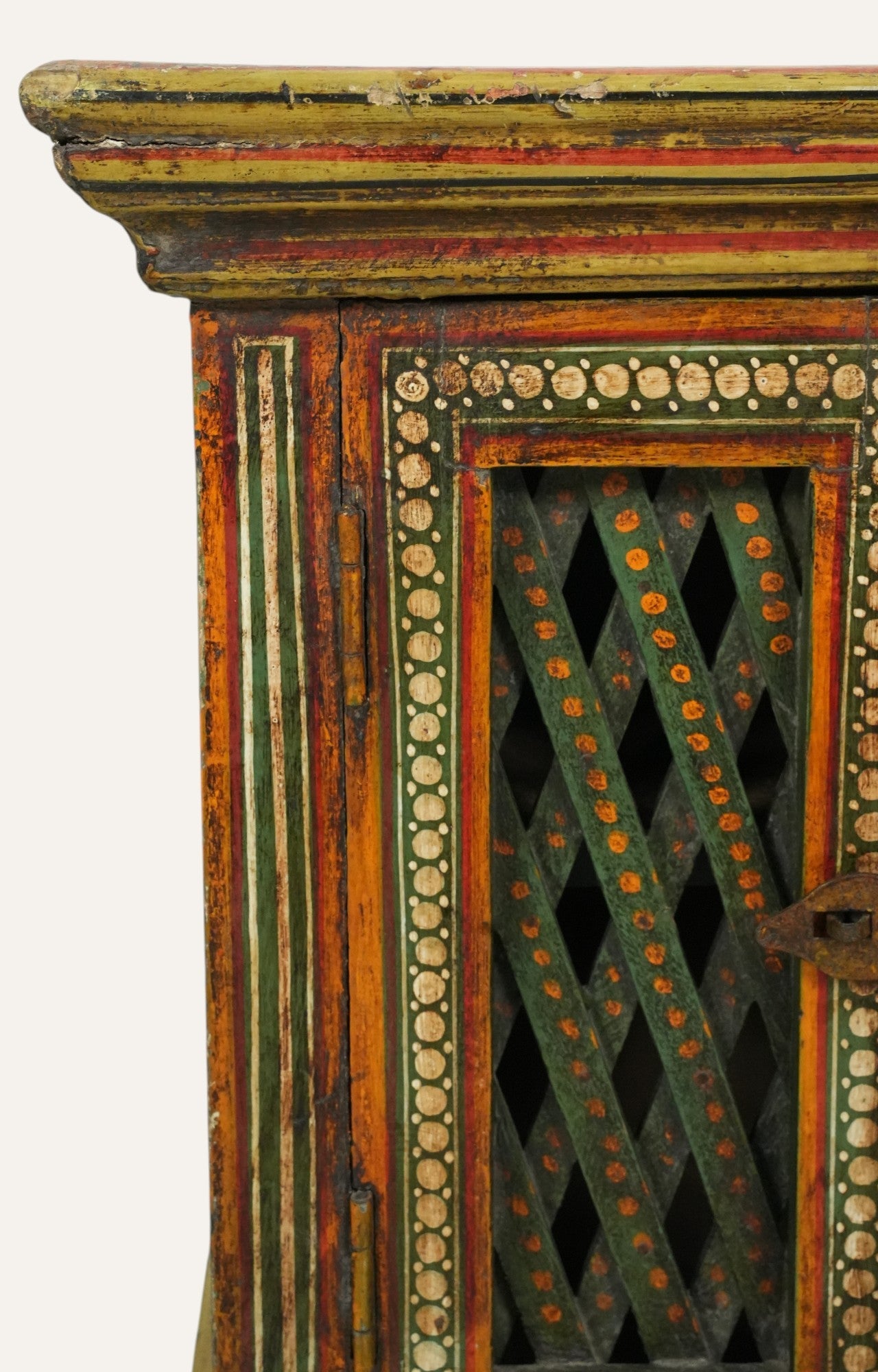 Title: Hand-Painted Vintage Wooden Side Cabinet