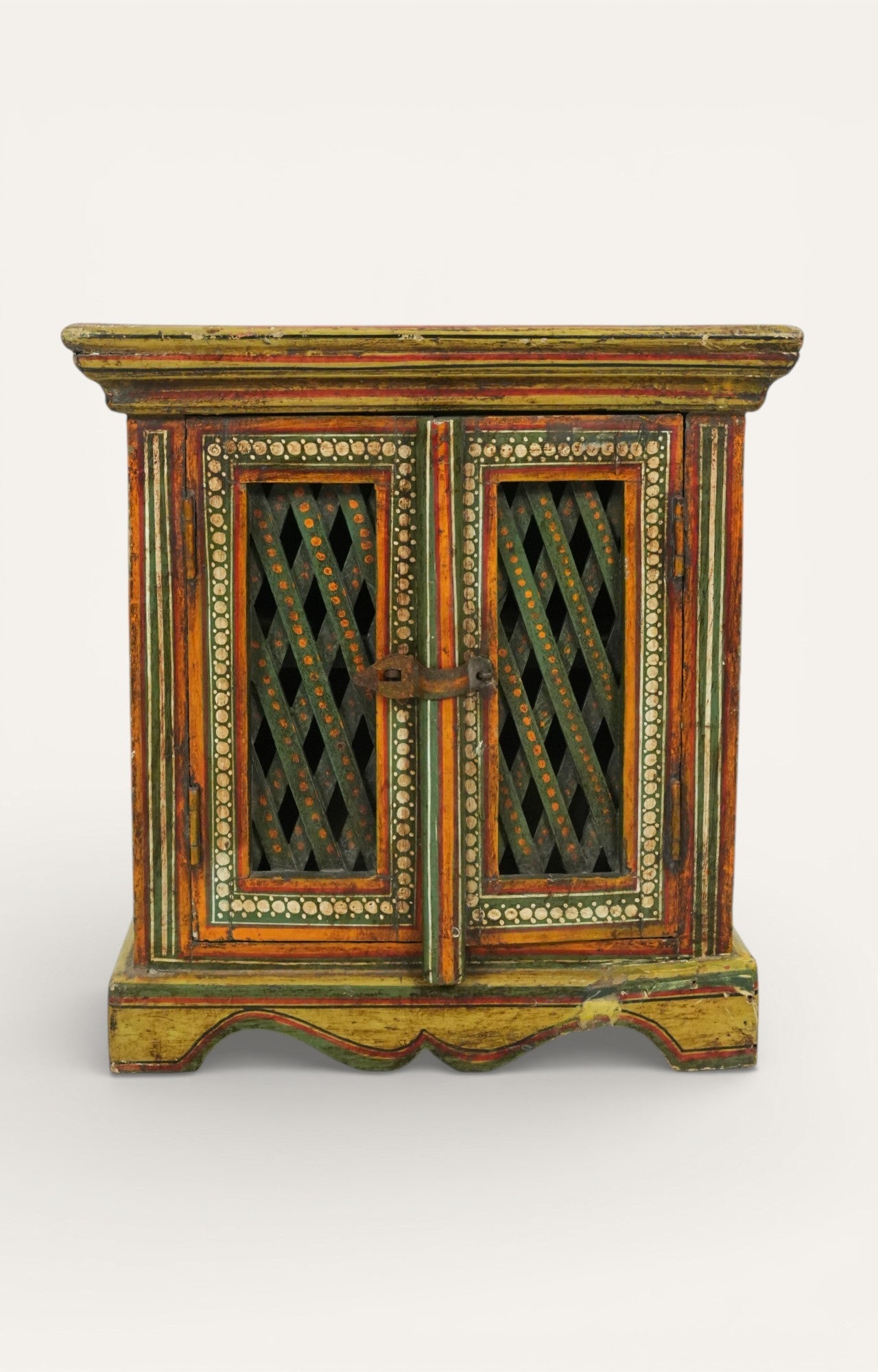 Title: Hand-Painted Vintage Wooden Side Cabinet
