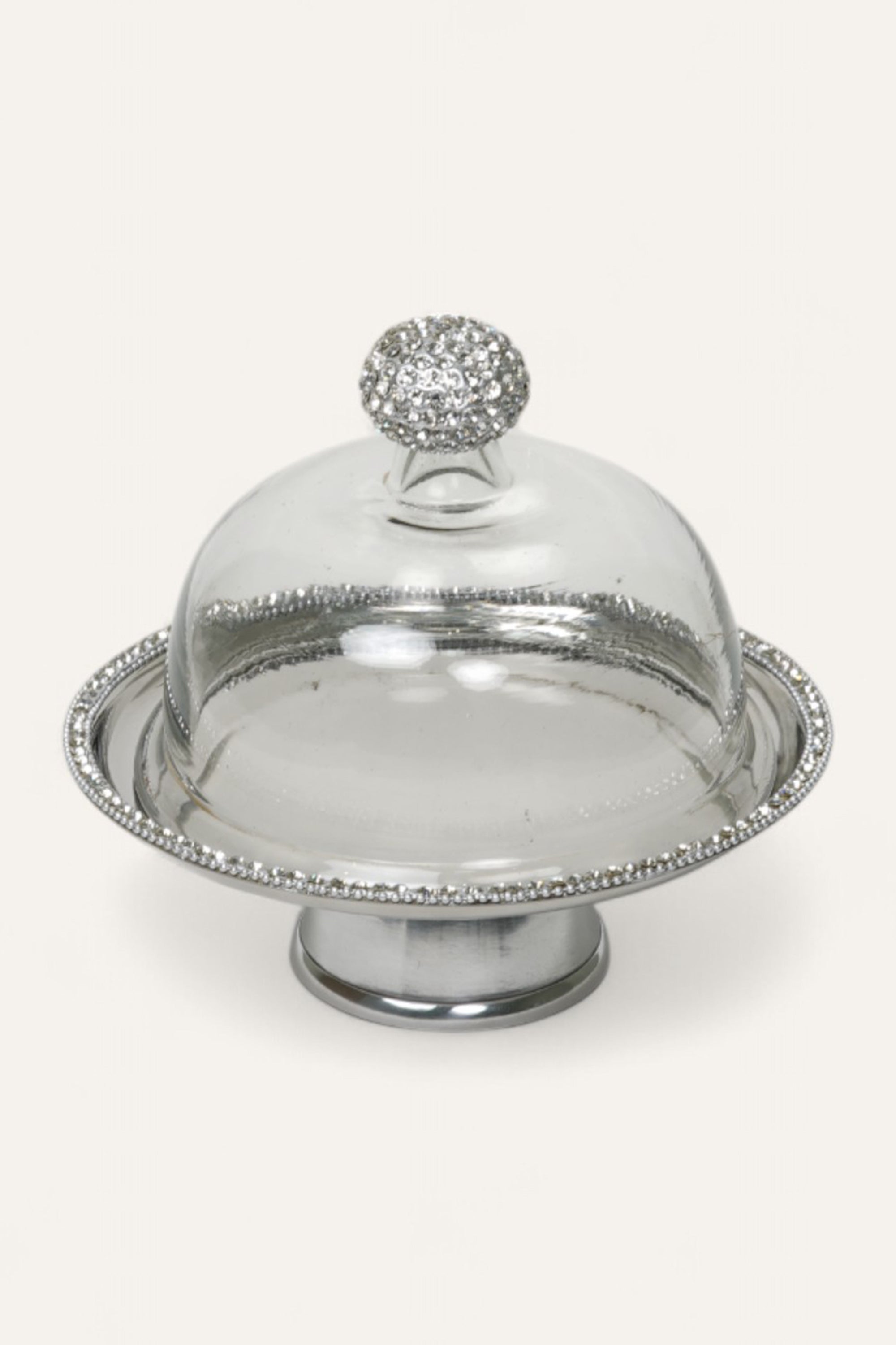 Crystal-Edged Dome Metal Cake Stand