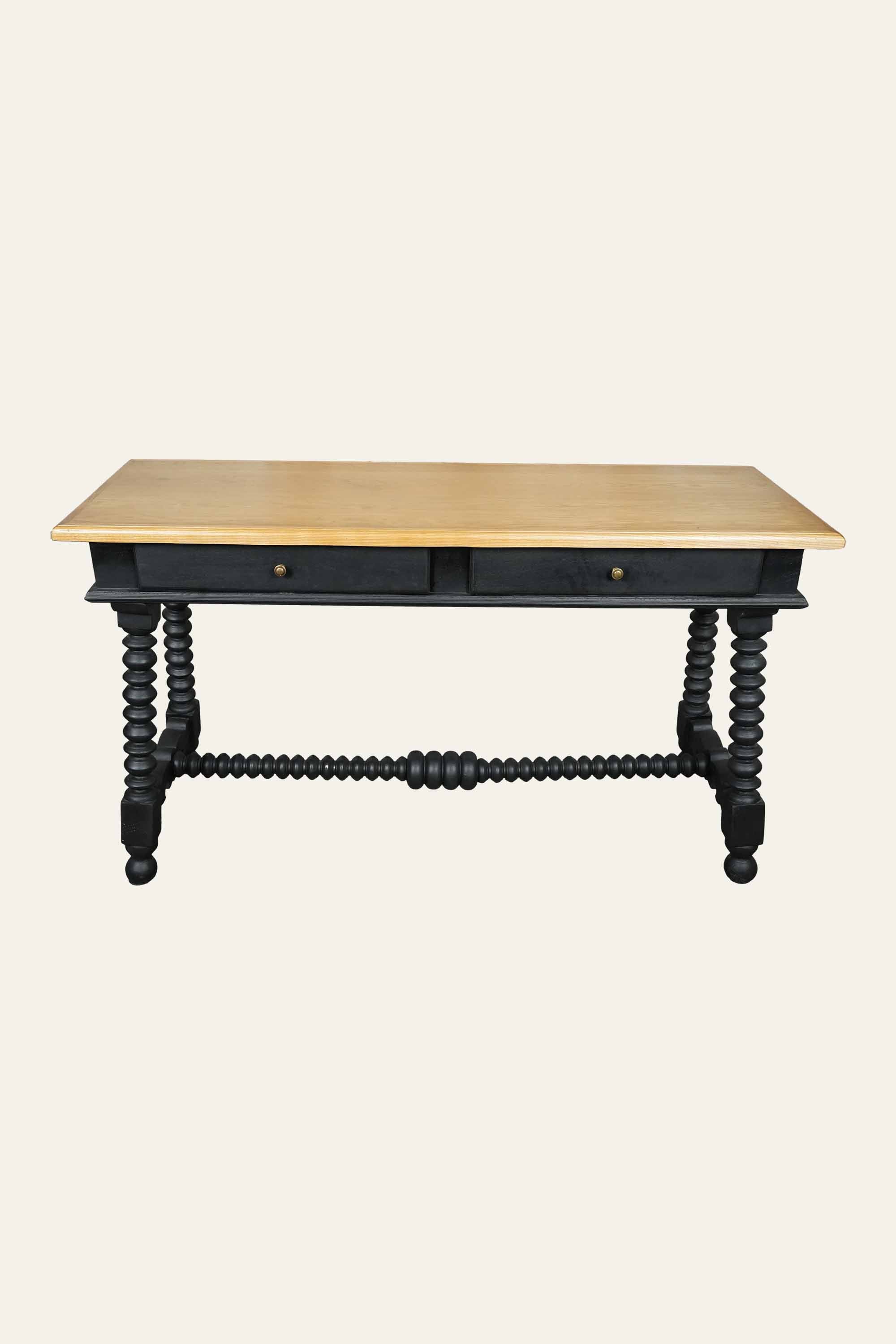 Two-Toned Console Table with Black Cross Base