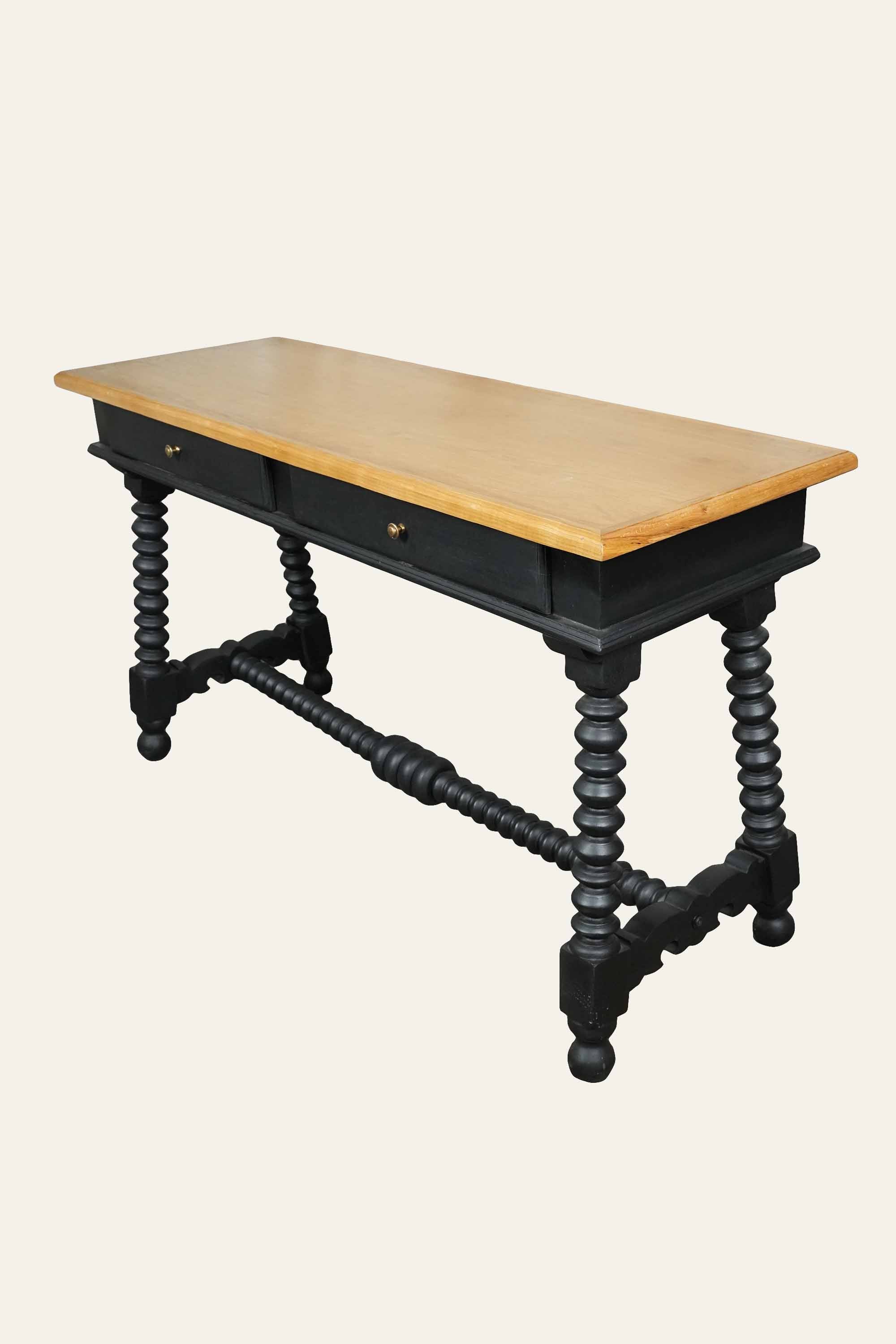 Two-Toned Console Table with Black Cross Base