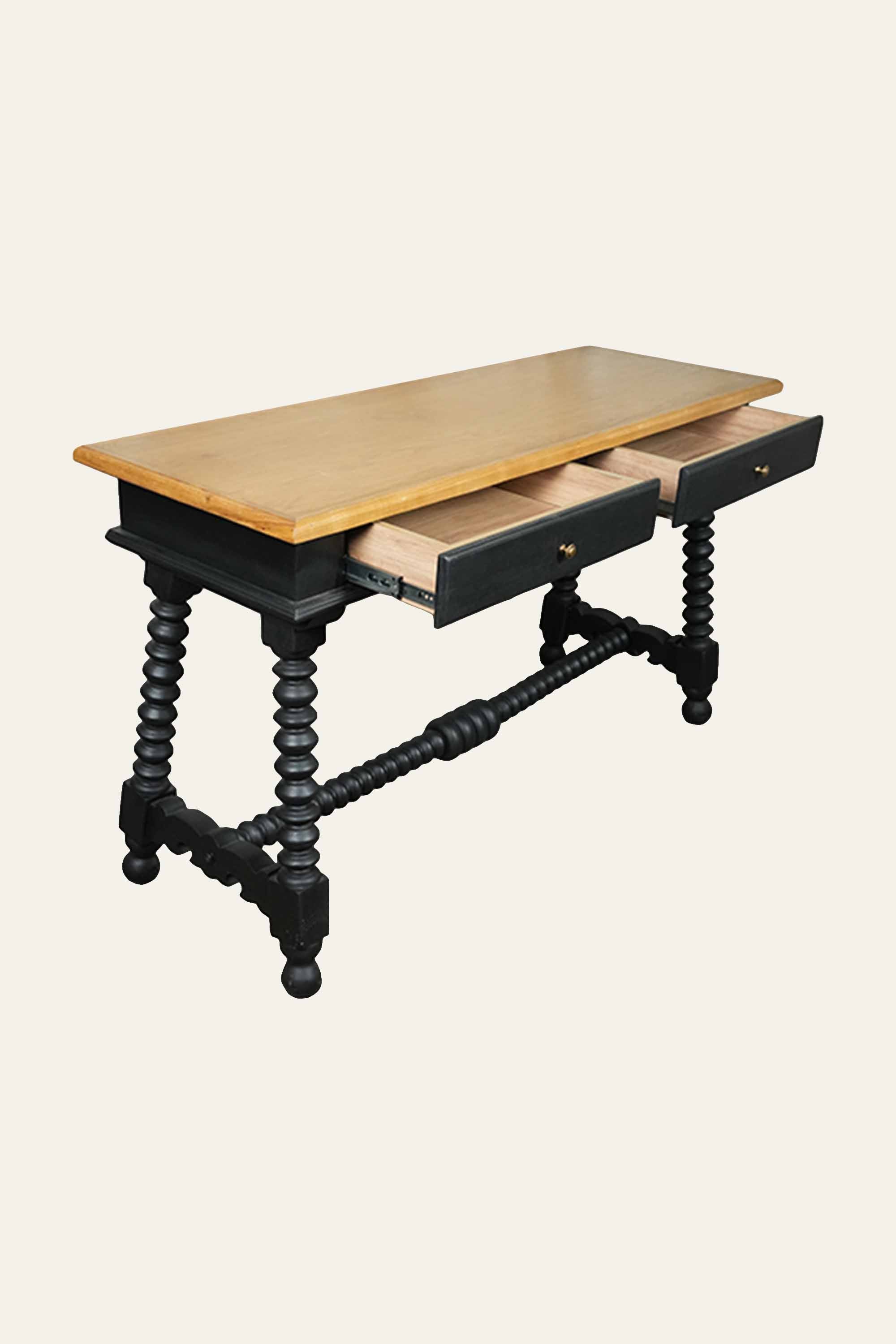 Two-Toned Console Table with Black Cross Base
