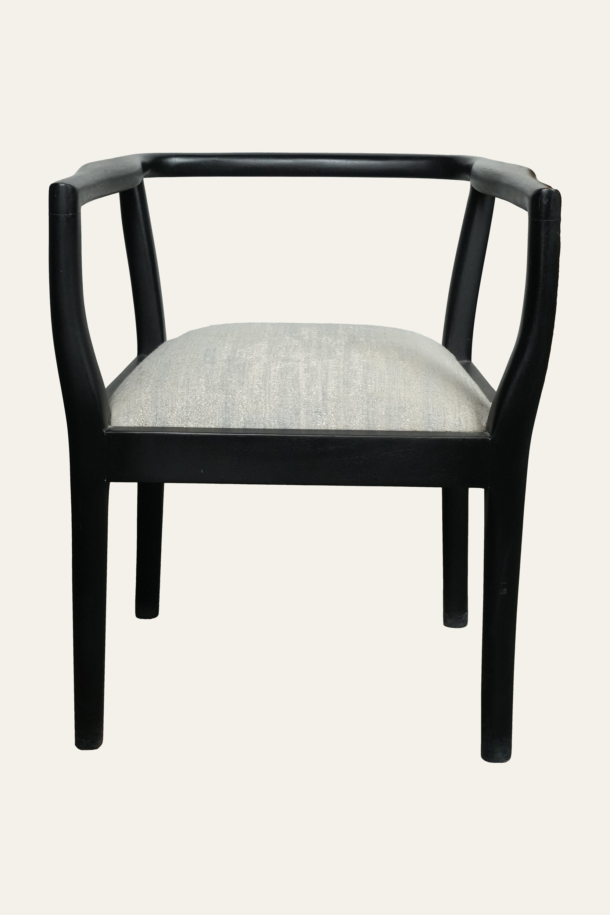 Black Curved Armrest Accent Chair with Grey Cushion