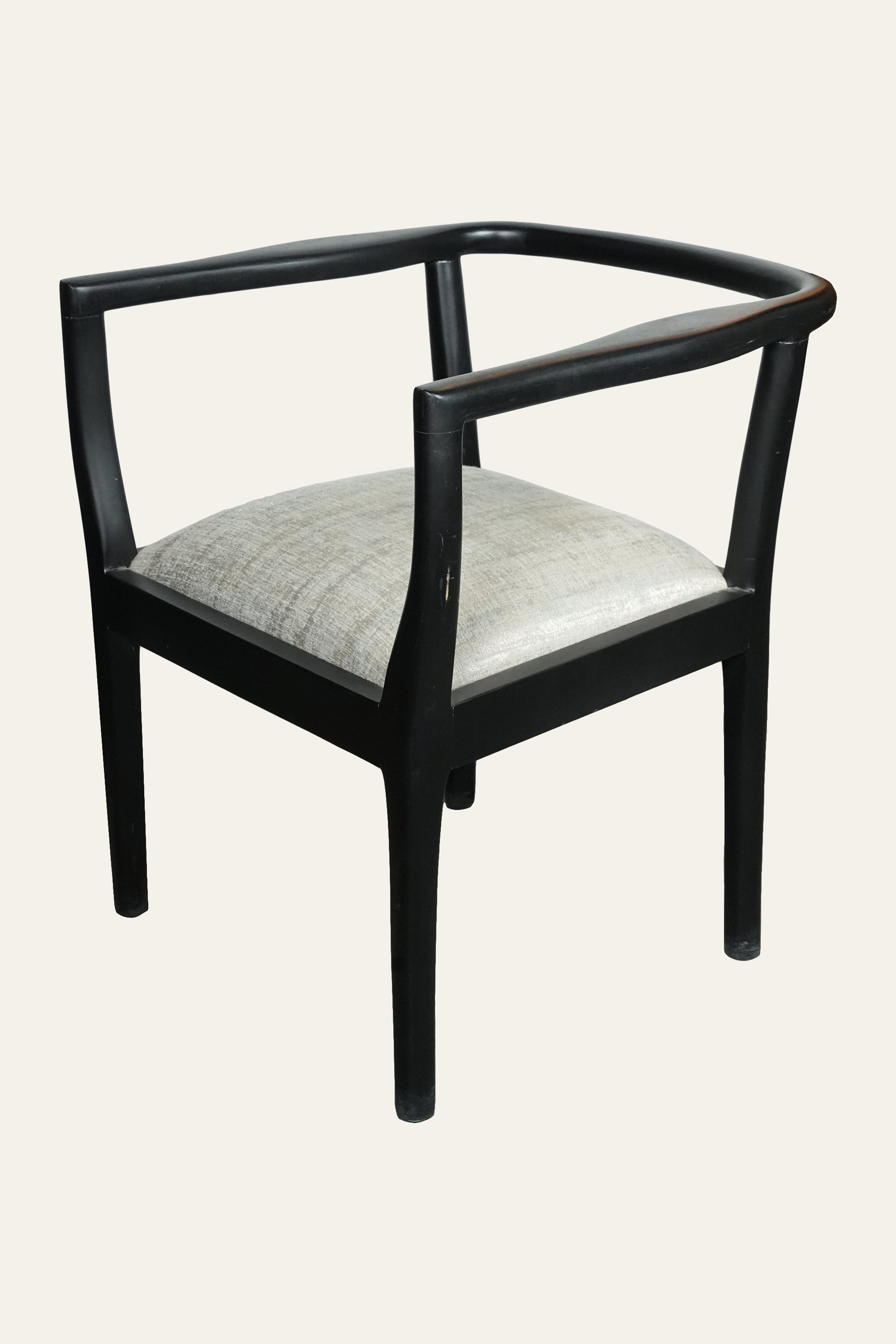 Black Curved Armrest Accent Chair with Grey Cushion