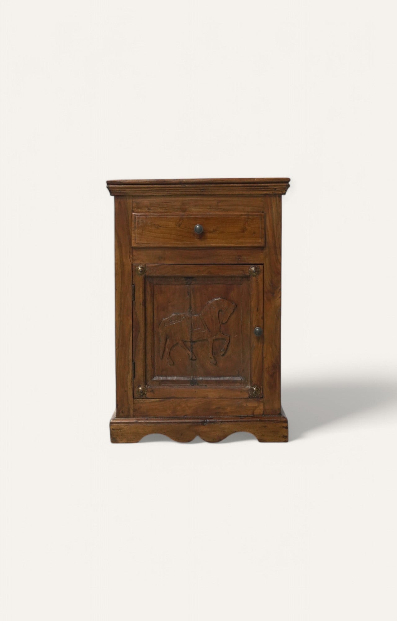 Horse Hand-Carved Wooden Cabinet