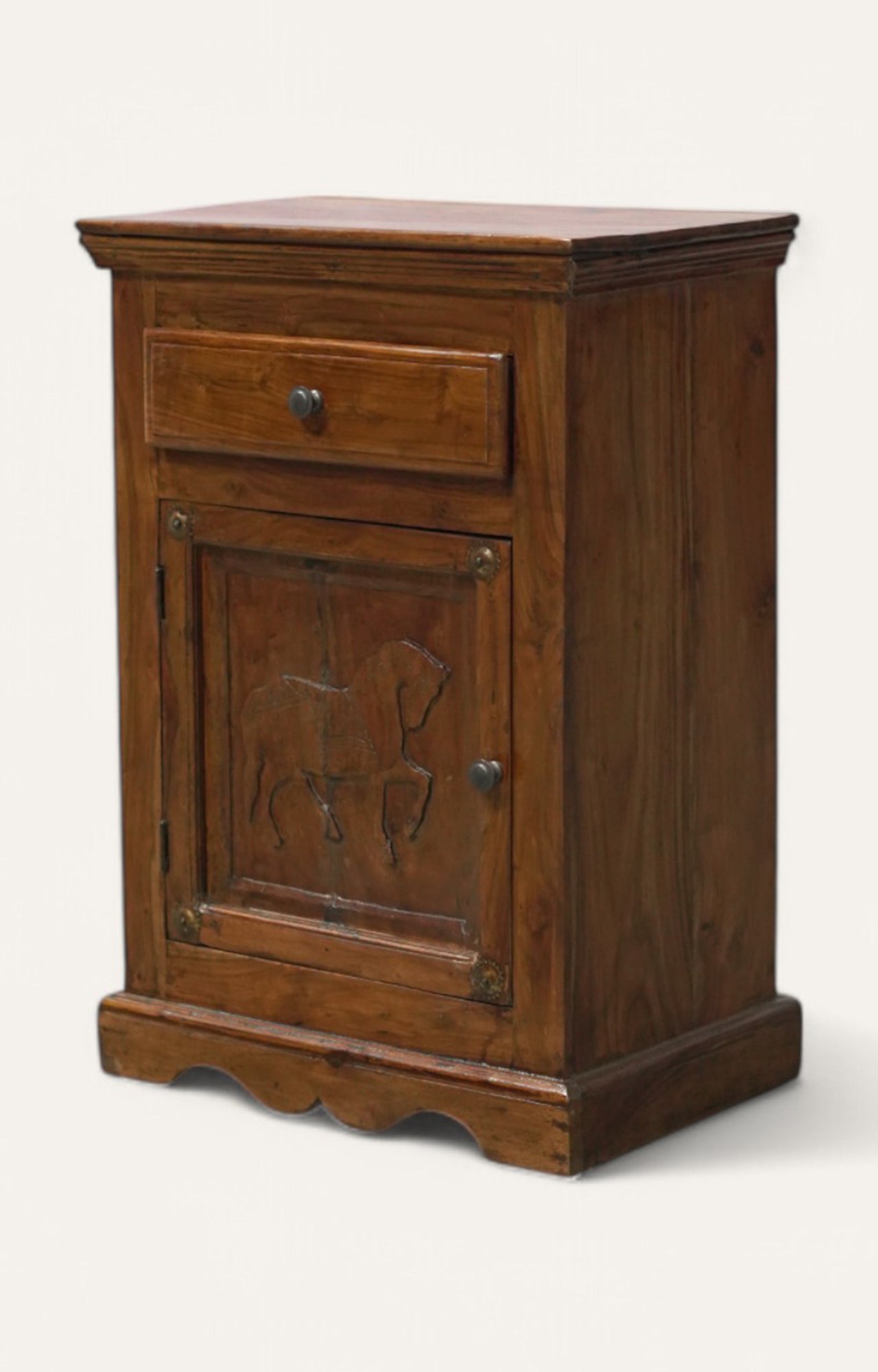 Horse Hand-Carved Wooden Cabinet