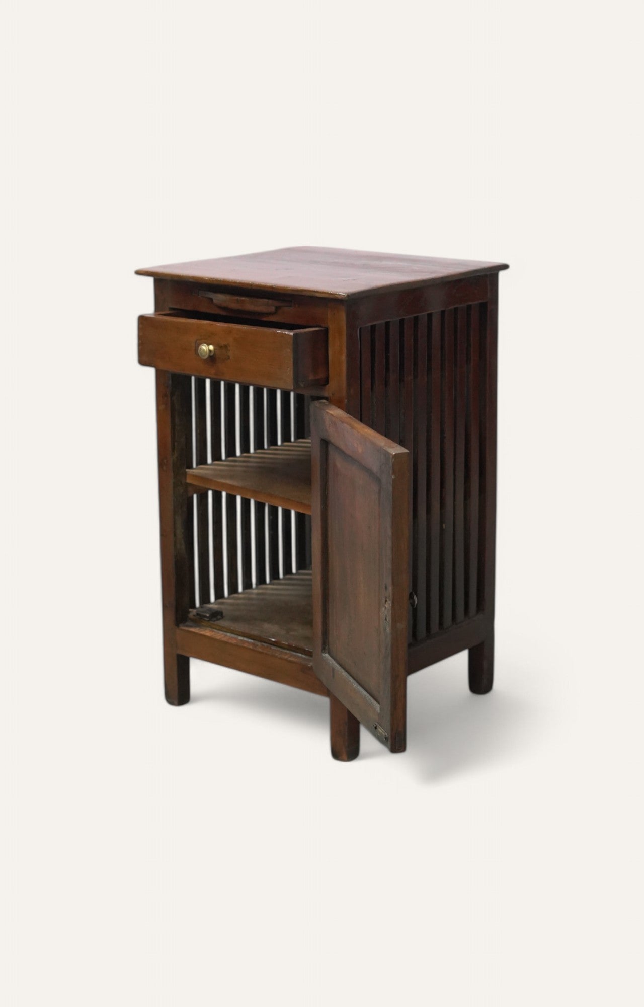 Antasia Slatted Wooden Vintage Side Cabinet