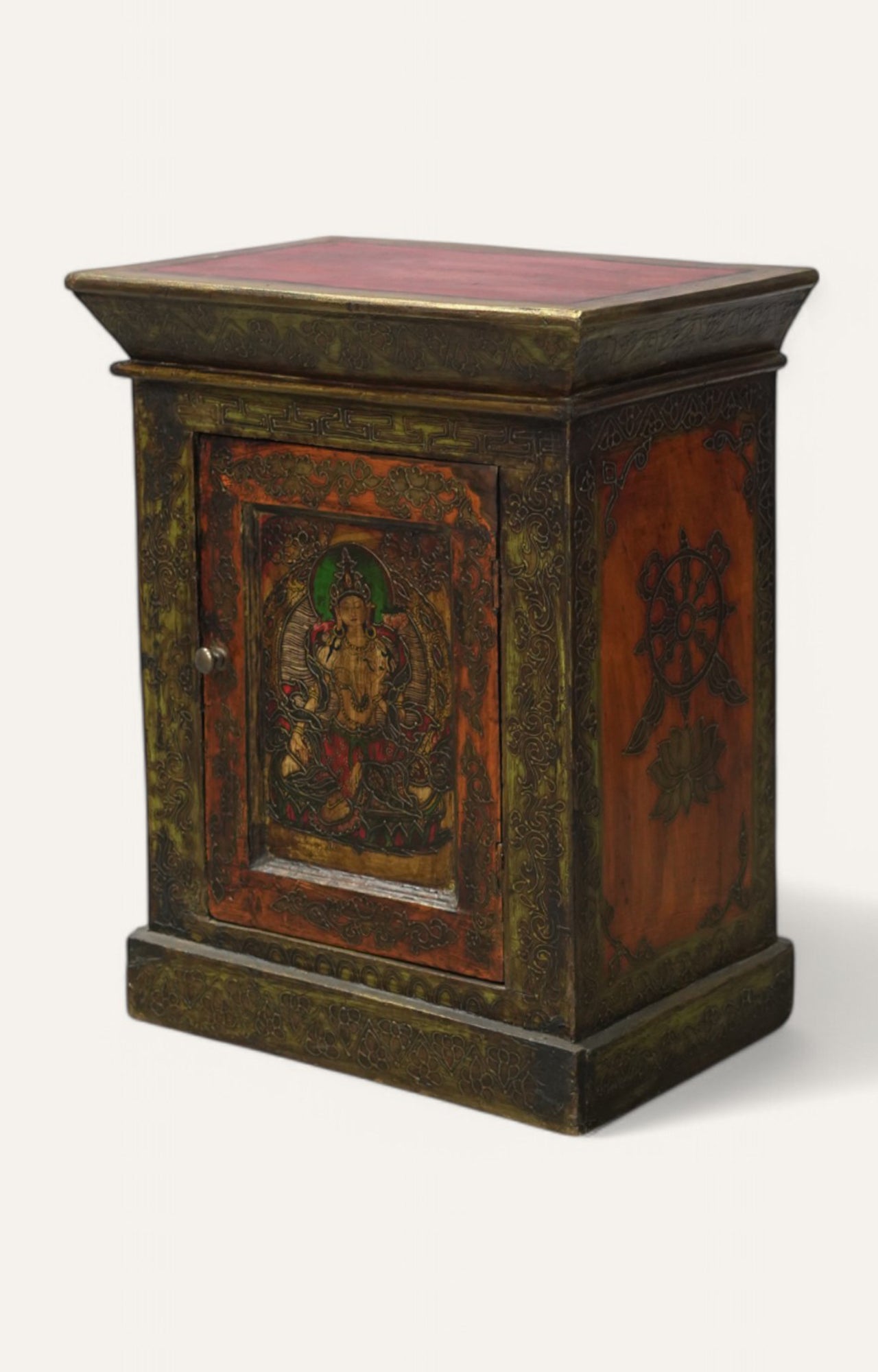 Lord Krishna Hand-Painted Vintage Cabinet
