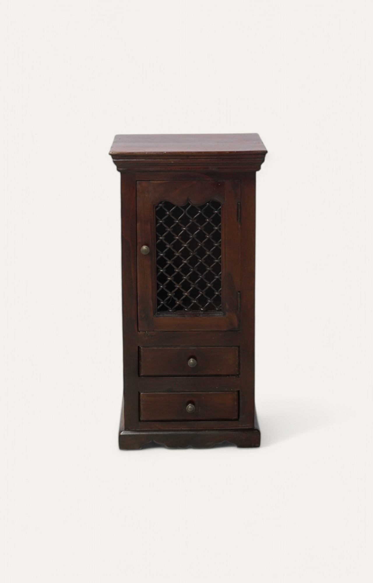 Lattice Tall Wooden Side Cabinet with Drawers