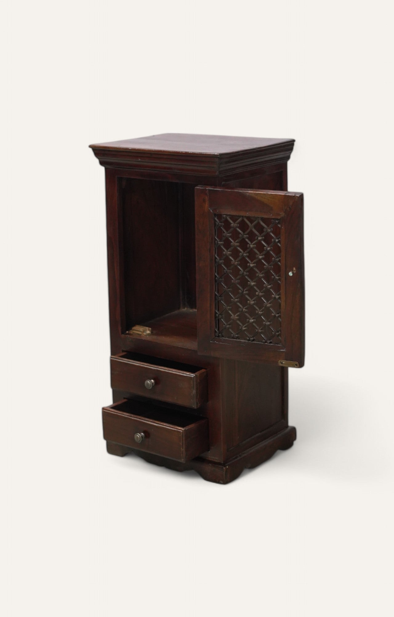 Lattice Tall Wooden Side Cabinet with Drawers