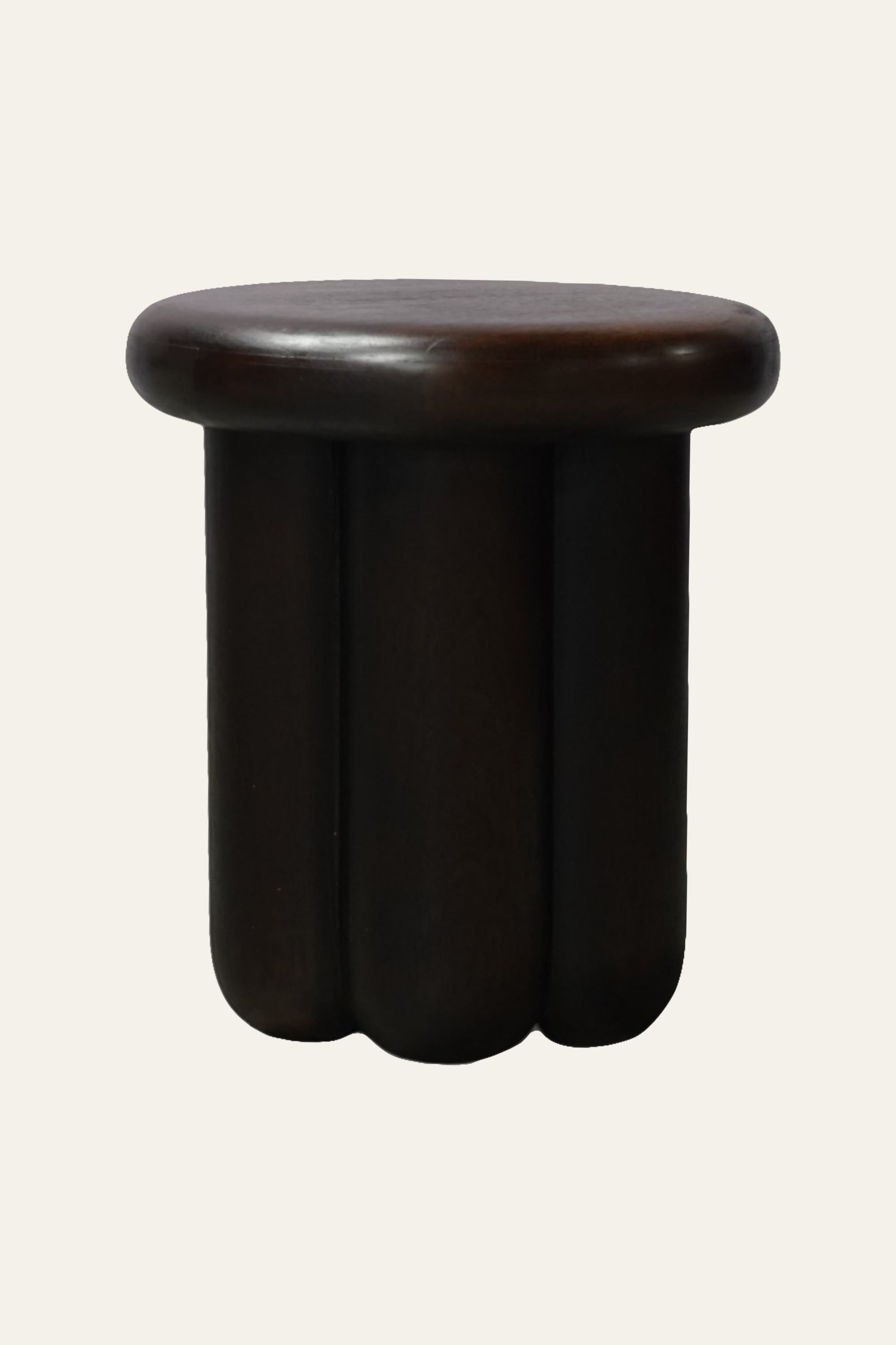 Dark Brown Fluted Drum Side Table for Living Rooms