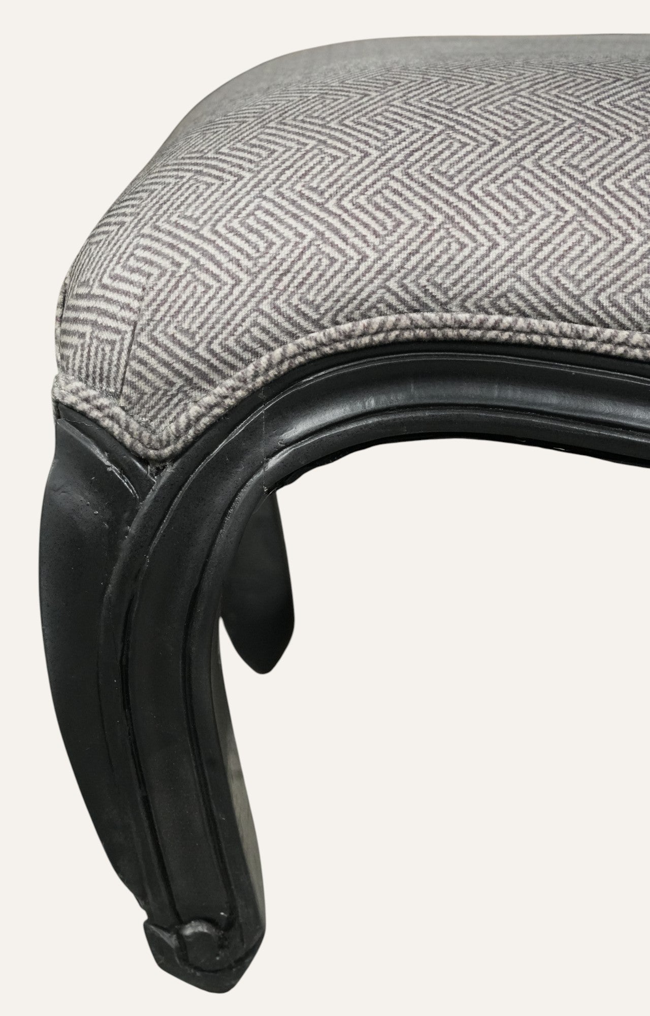 Cozy Ivory Upholstered Bench Sofa with Black Frame