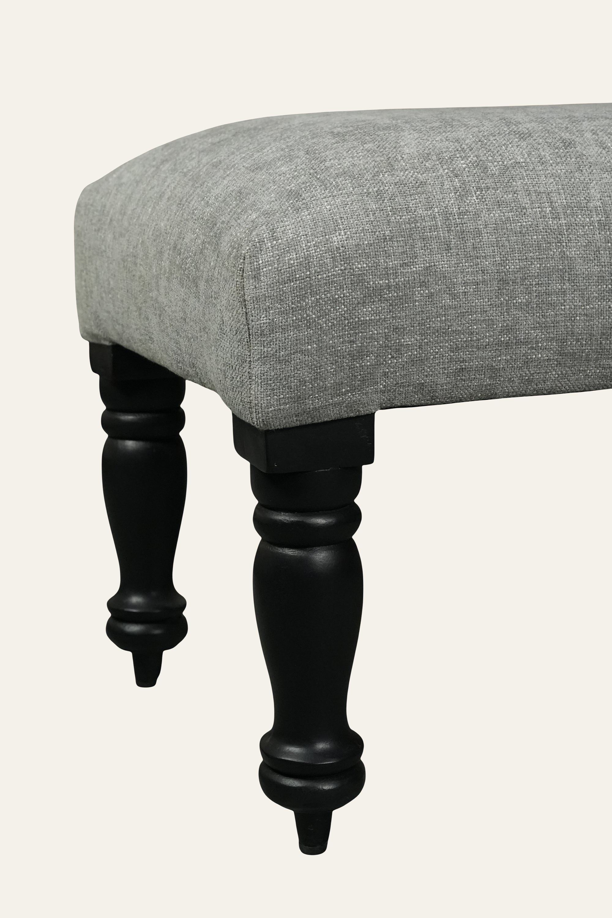 Grey Upholstered Wooden Bench for Living Room