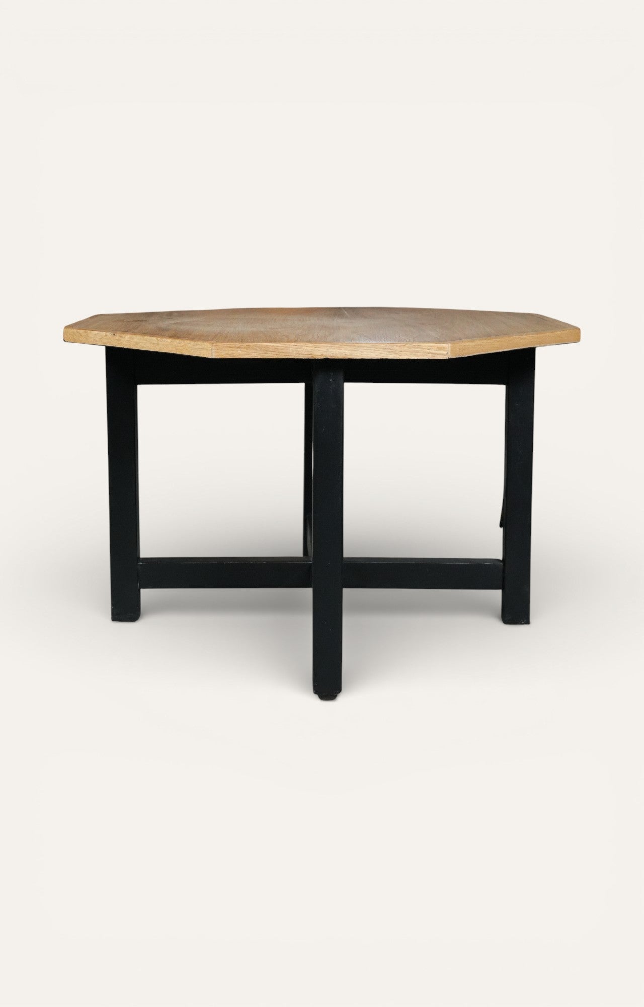 Octagon Wooden Coffee Table with Black Base