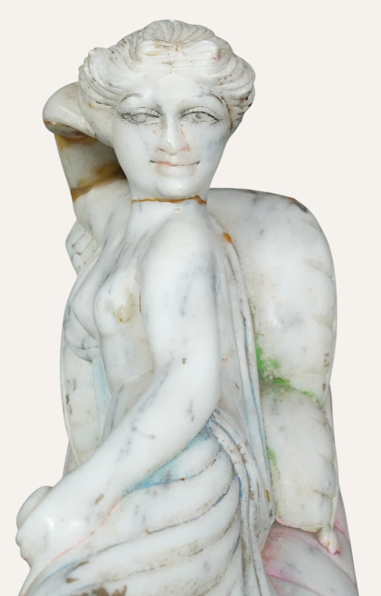 Antique Marble Reclining Lady Sculpture