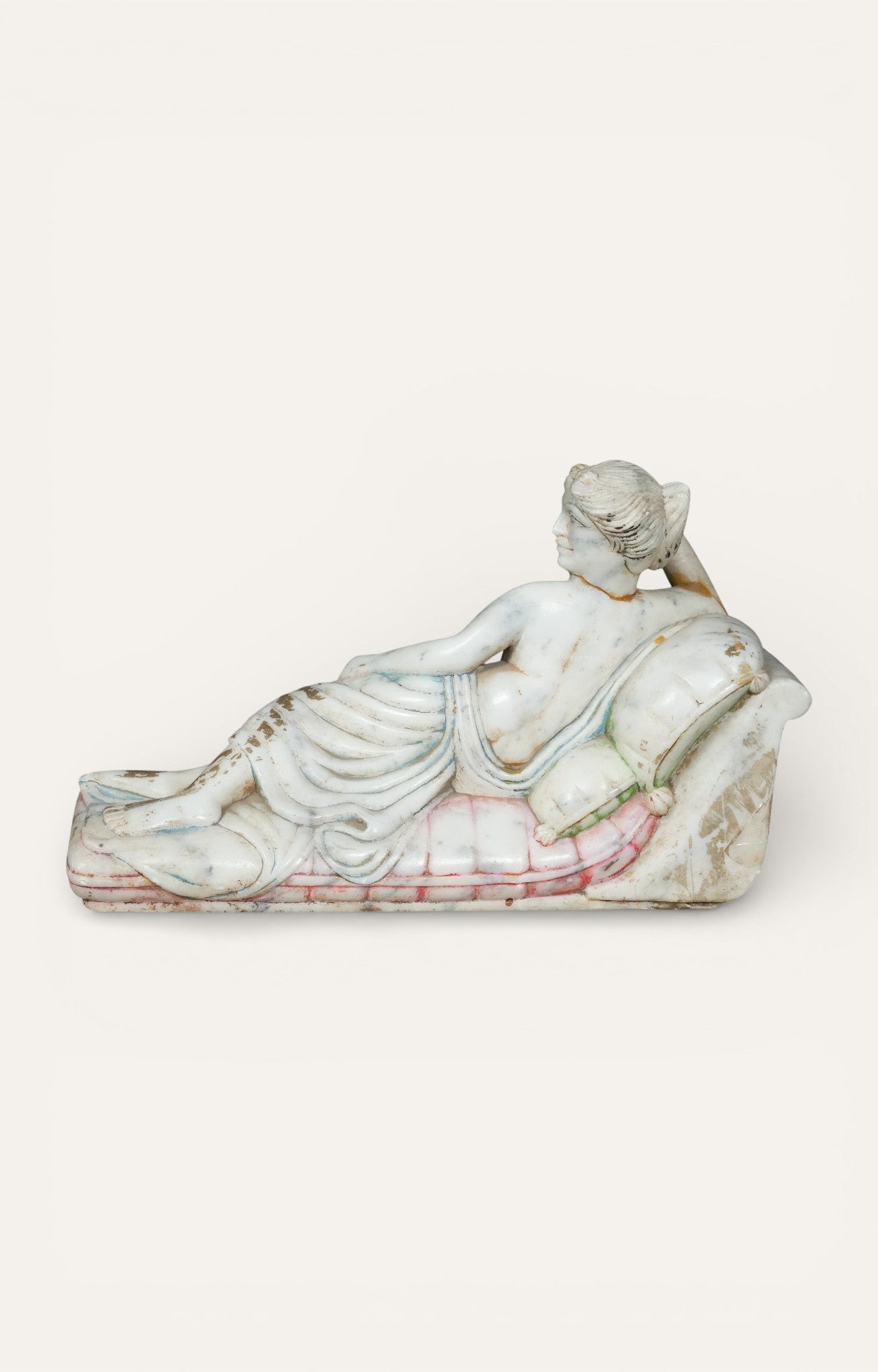 Antique Marble Reclining Lady Sculpture