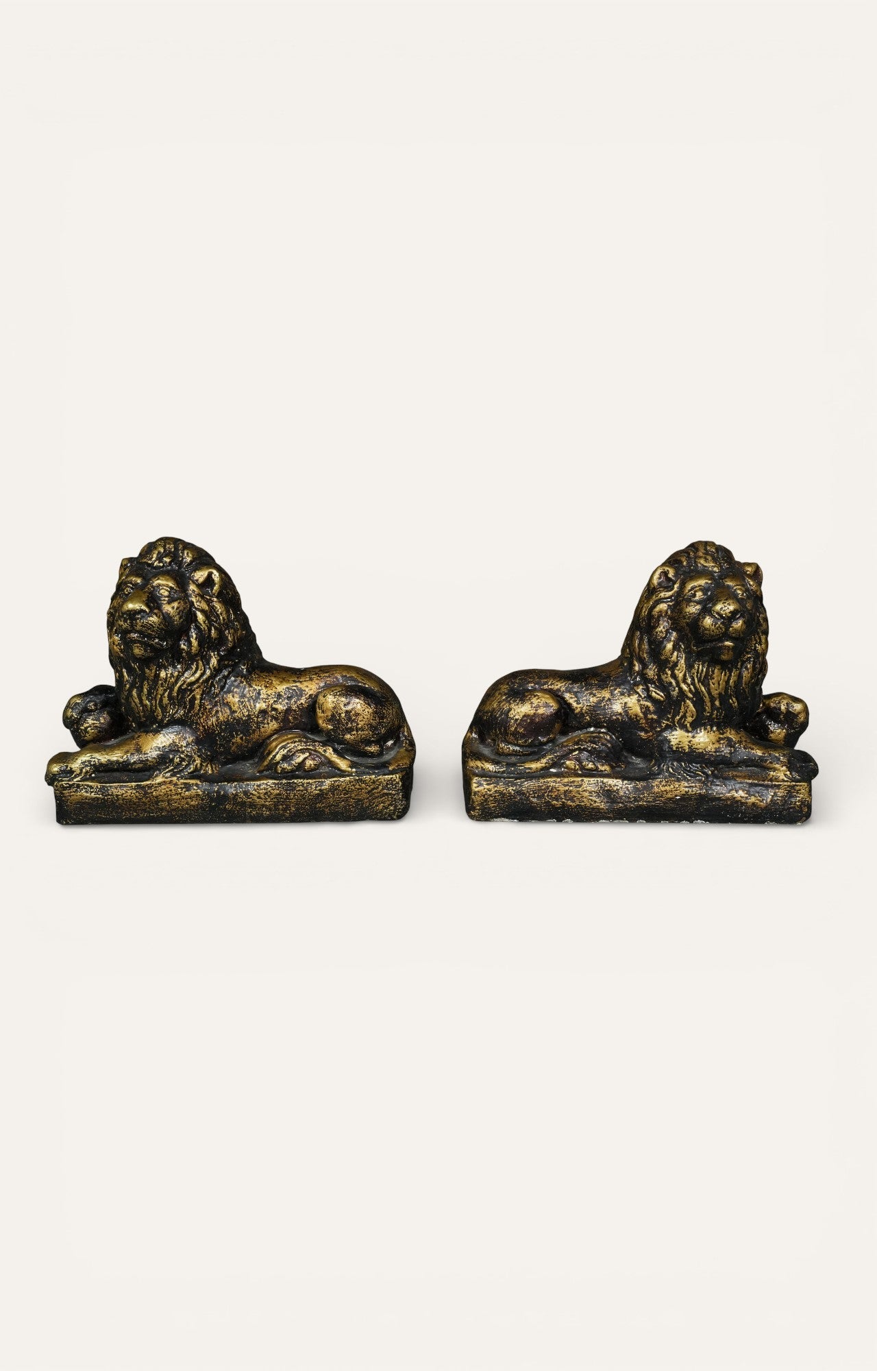 Antique Gold-Toned Lion Sculpture