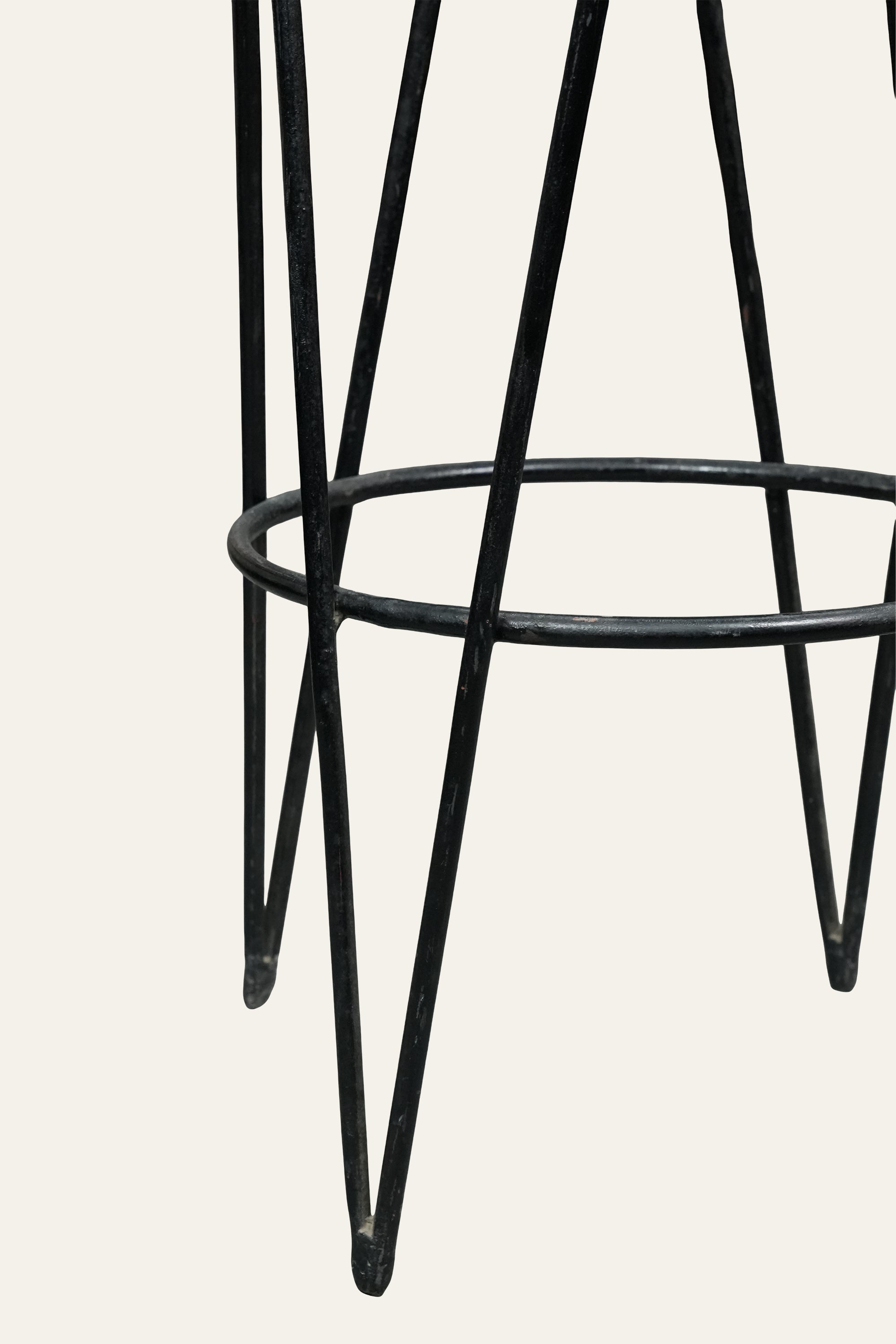 Black Cast Iron Tall Stool for Balcony Corner Styling