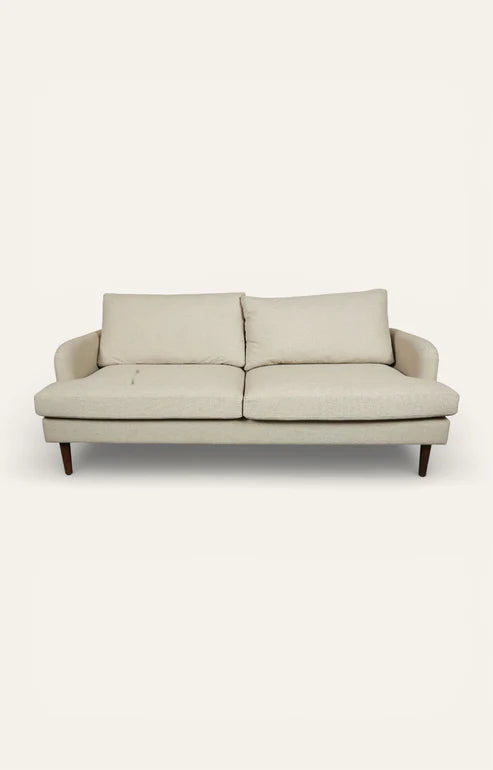 Mid-Century Textured Cream 2-Seater Sofa