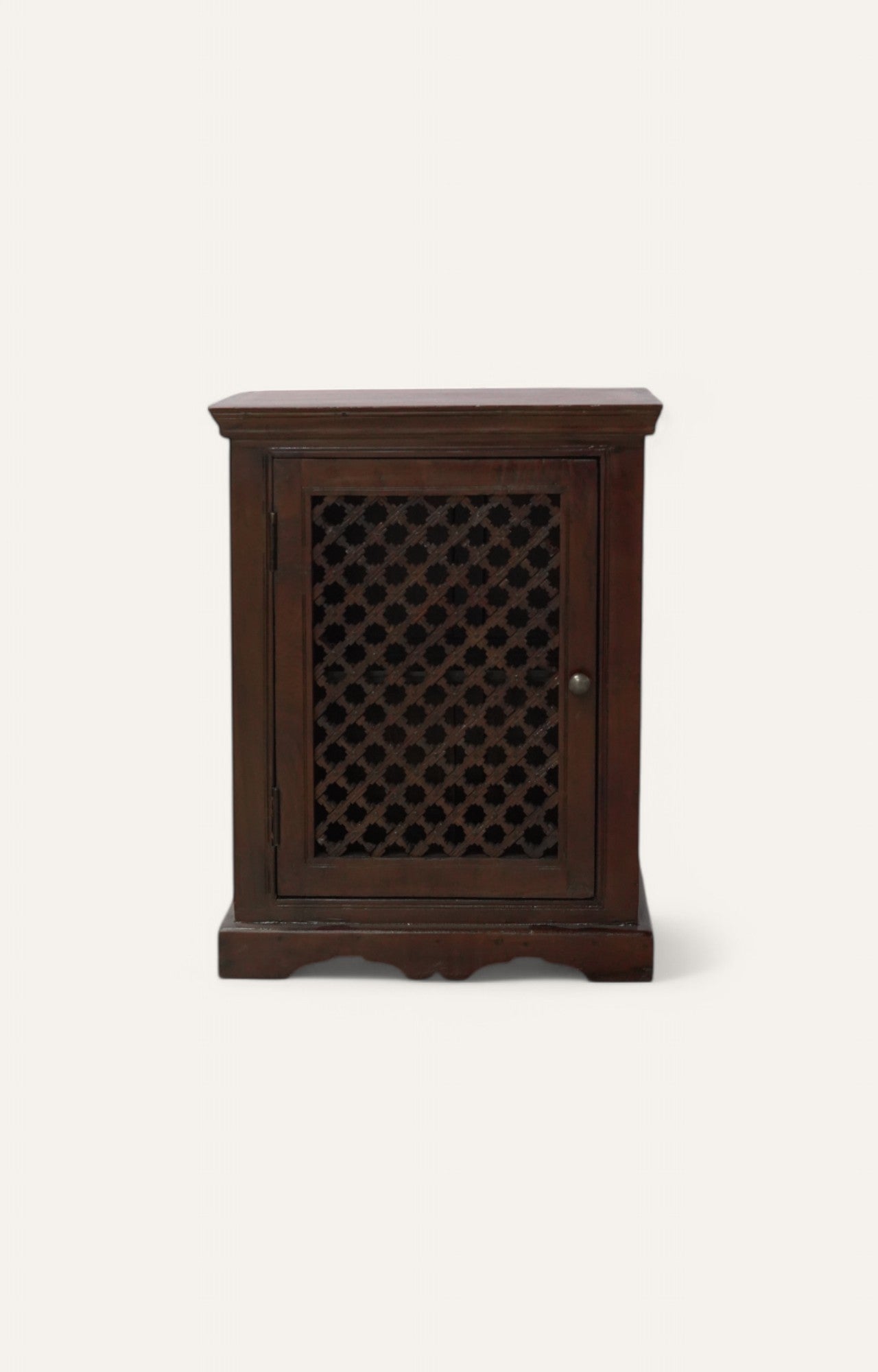 Lattice Wooden Side Cabinet with Door Storage