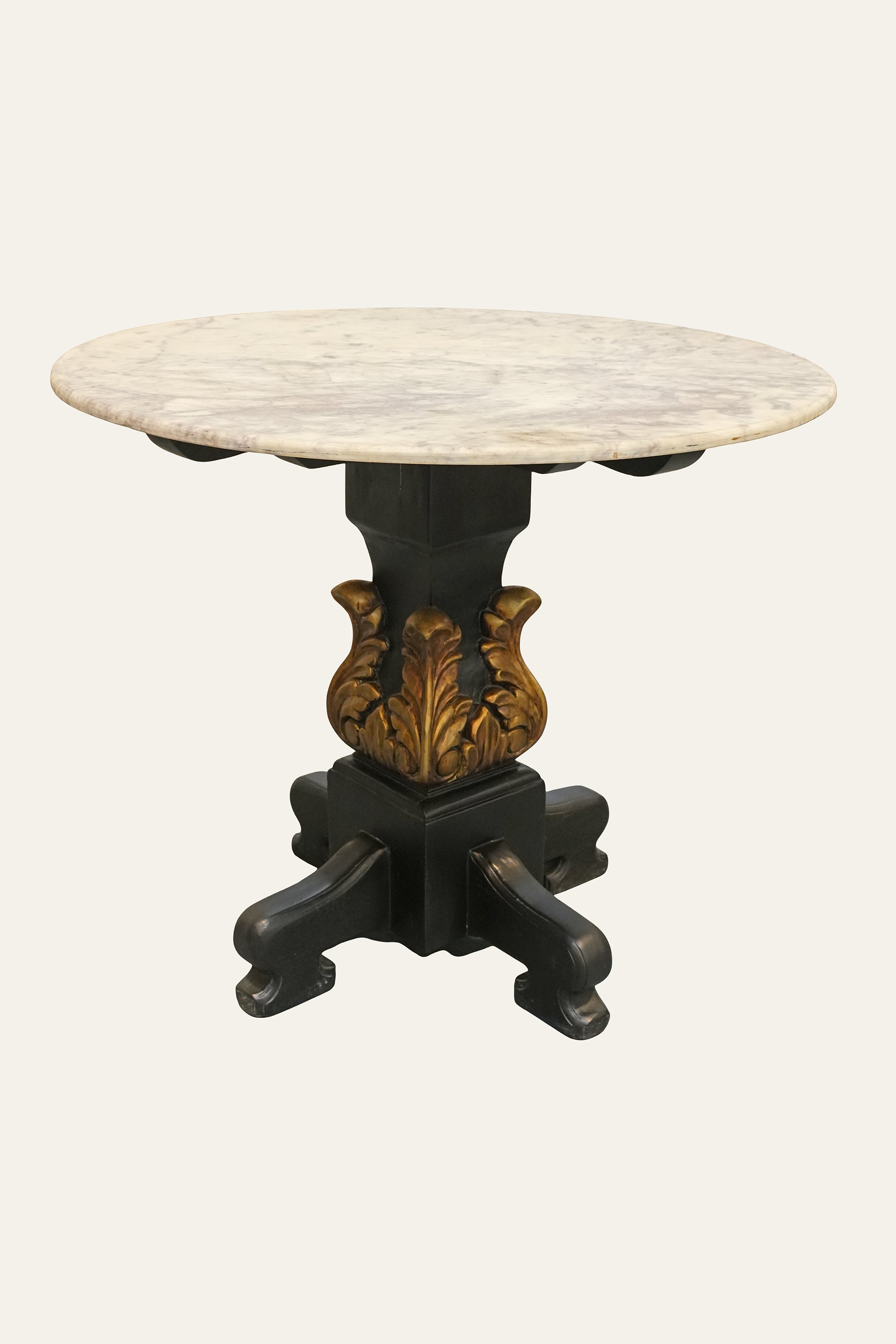 Marble Top Occasional Table with Turned Pedestal