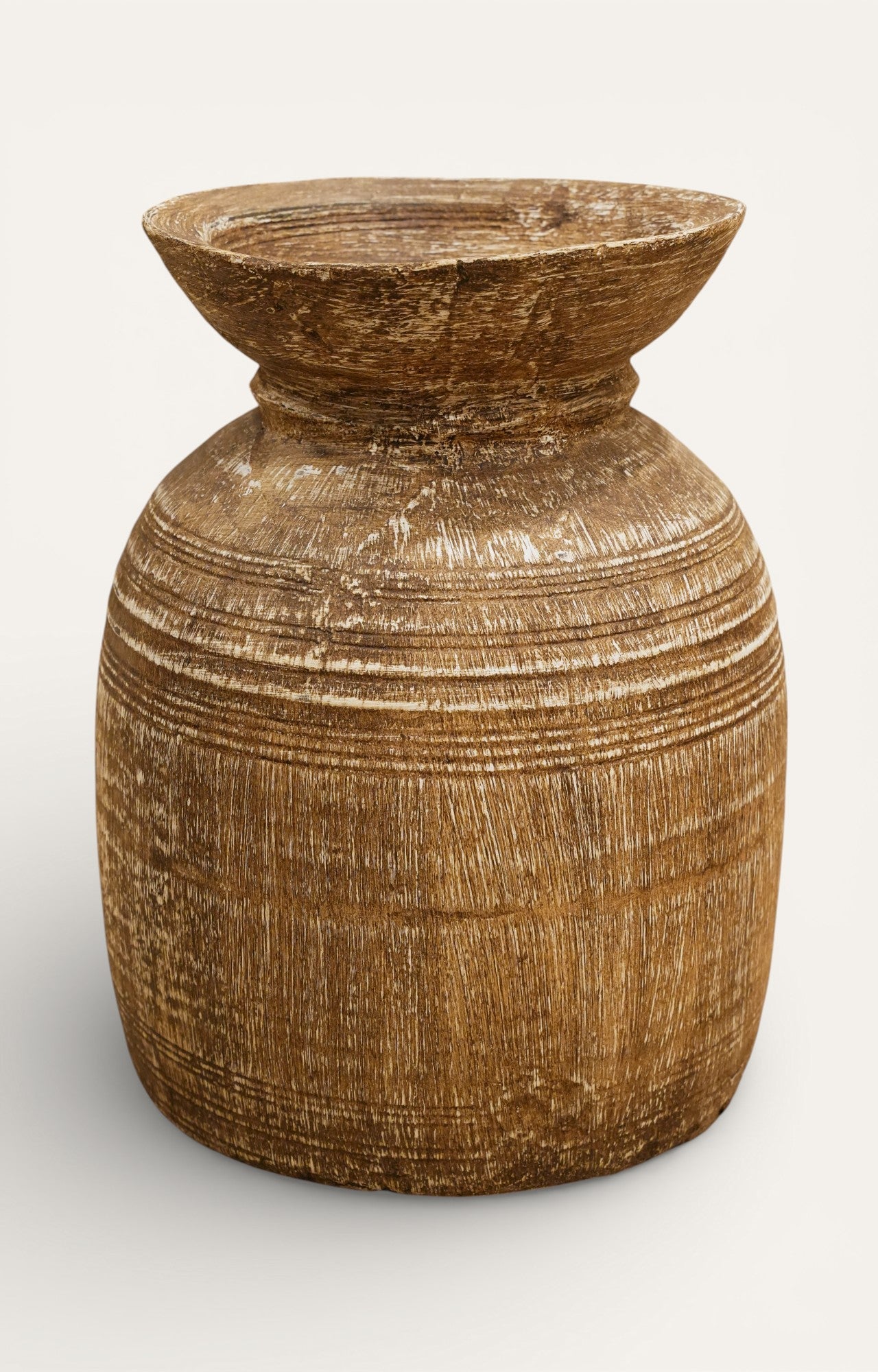 Handcarved Rustic Wooden Matka Pair