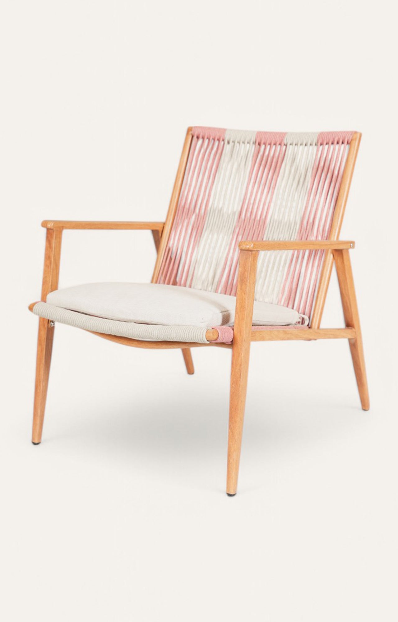 Sierra Metal Arm Chair with Pastel Pink Nylon Ropes Backrest