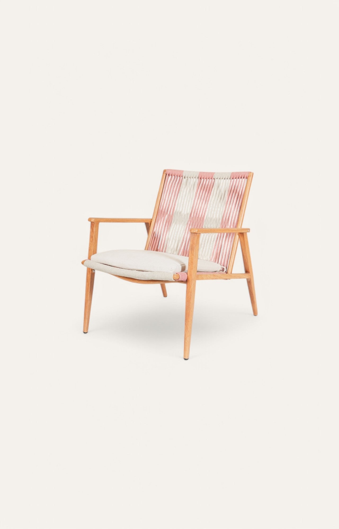 Sierra Metal Arm Chair with Pastel Pink Nylon Ropes Backrest