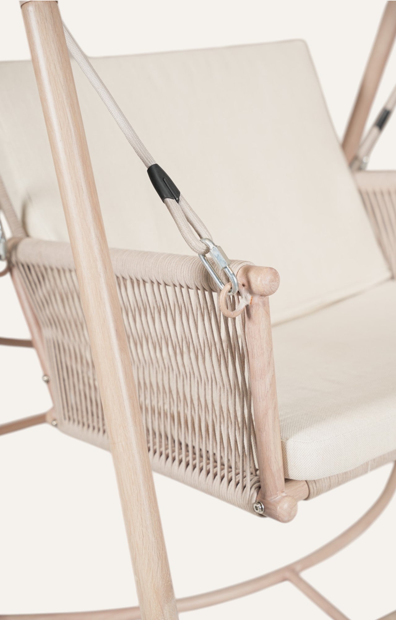 Porch One Seater Swing Garden Metal Chair with Nylon Ropes