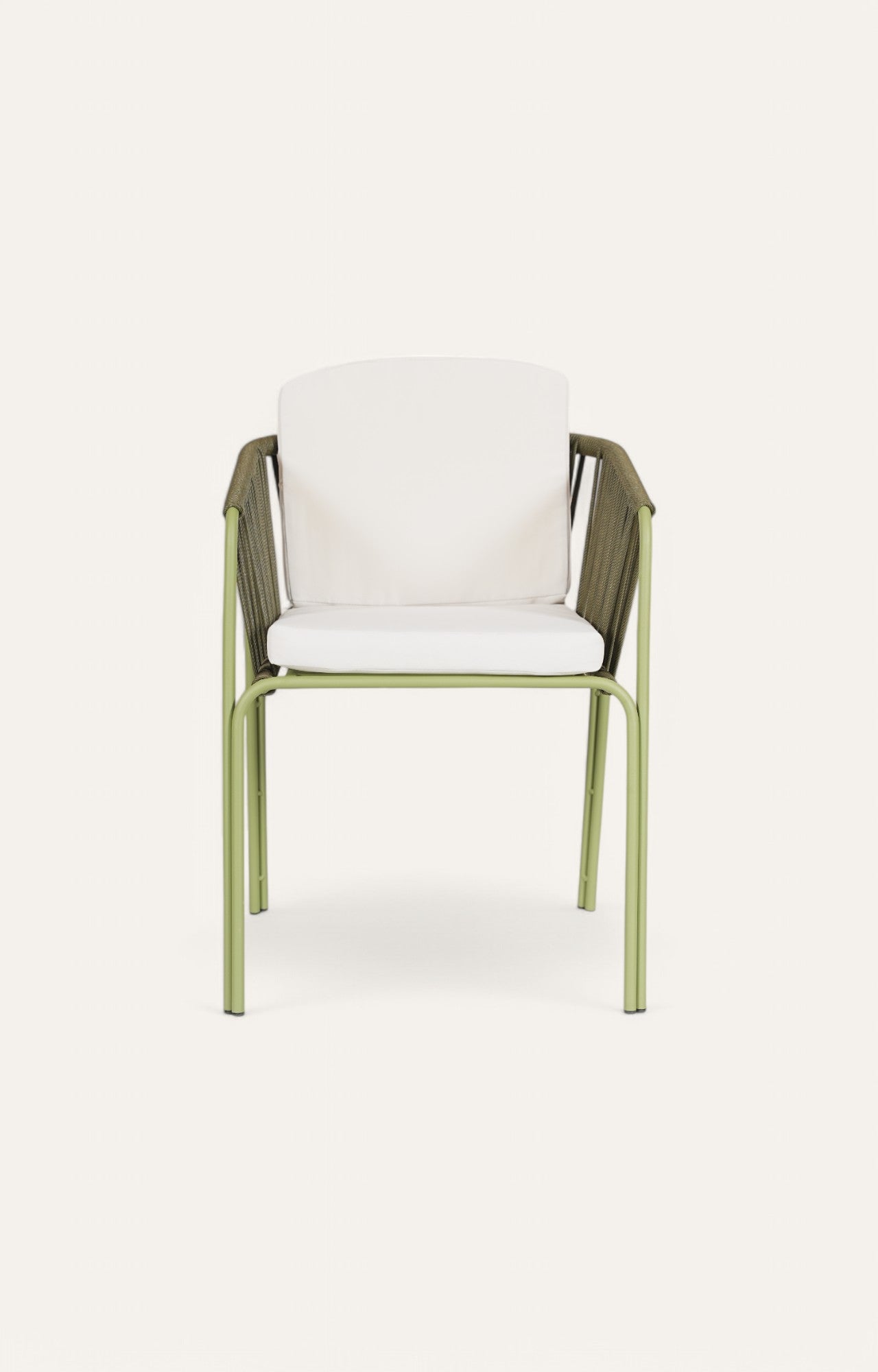 Olive Green Metal with Nylon Ropes Outdoor Armchair